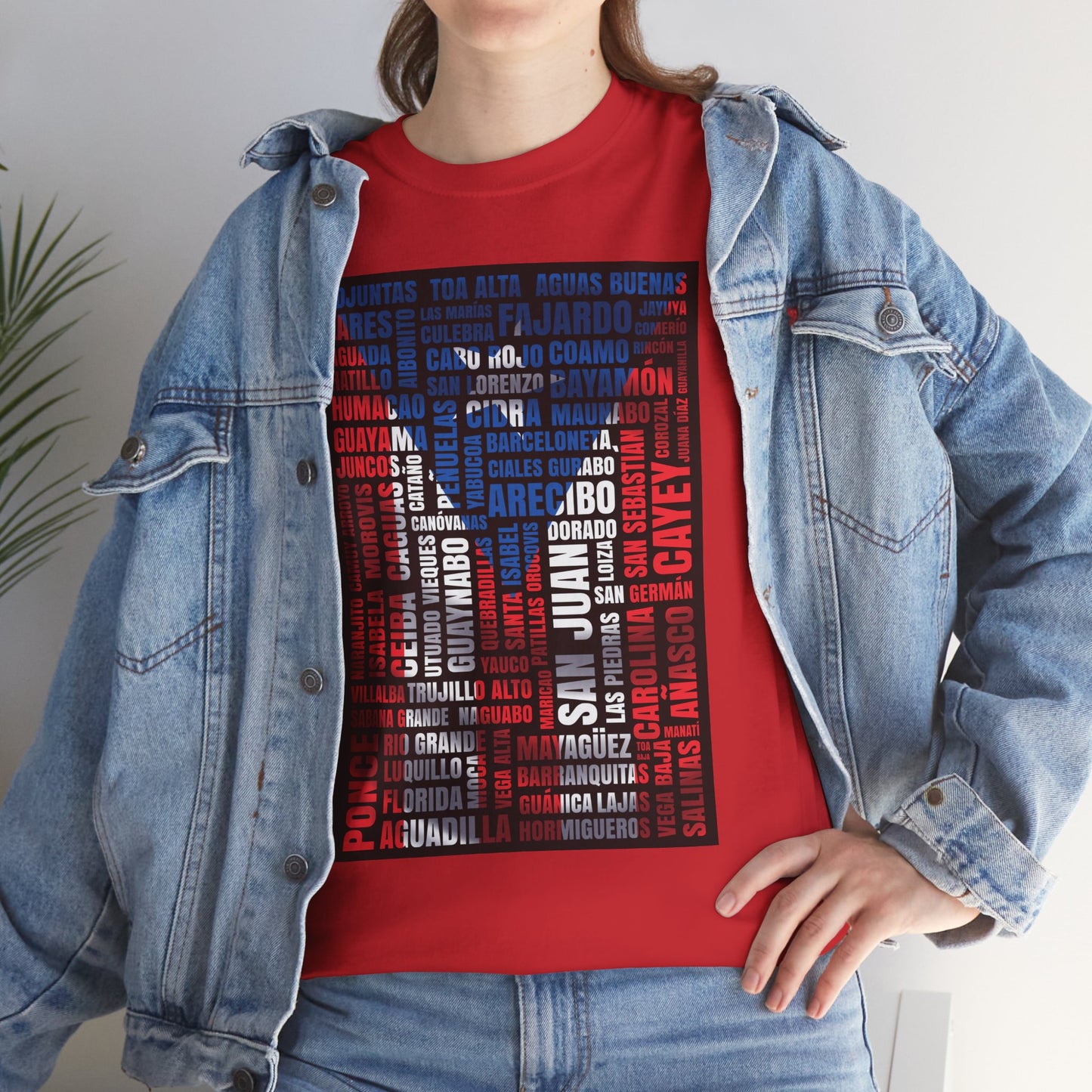 Puerto Rico Flag Word Cloud T-Shirt — Puerto Rican Pride Tee with Names Design