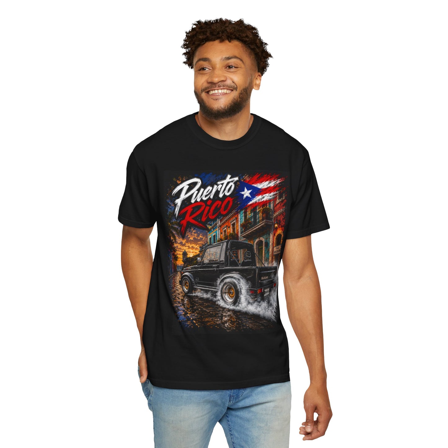 Puerto Rico Samuri Burnout T-Shirt — Retro Island Flag Graphic Tee