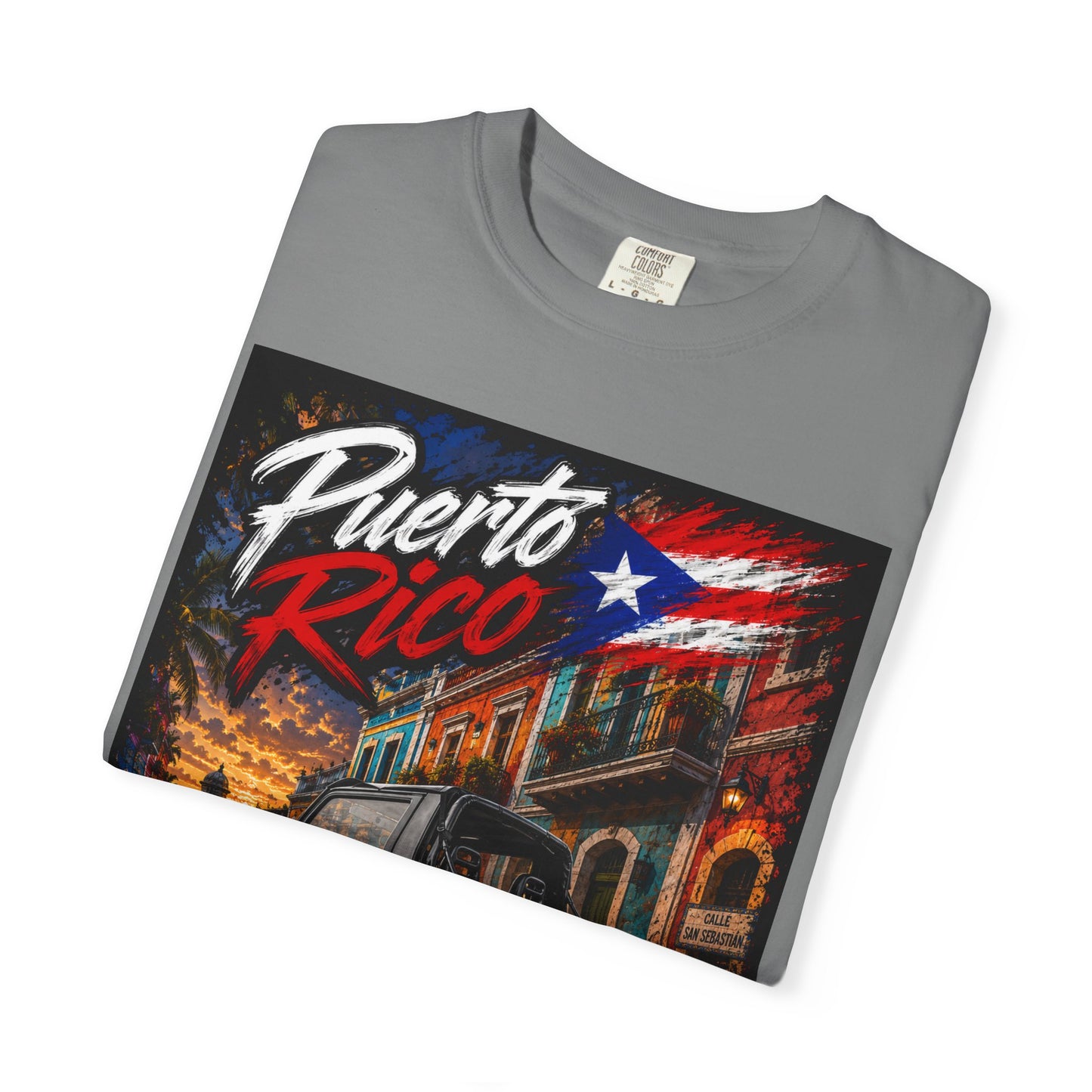 Puerto Rico Samuri Burnout T-Shirt — Retro Island Flag Graphic Tee
