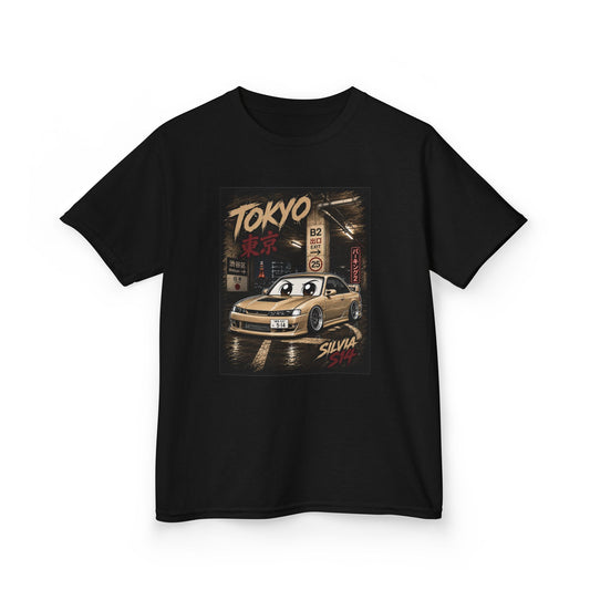 Kids Tokyo Skyline Car Tee — 'Tokyo' Silvia Racing Graphic