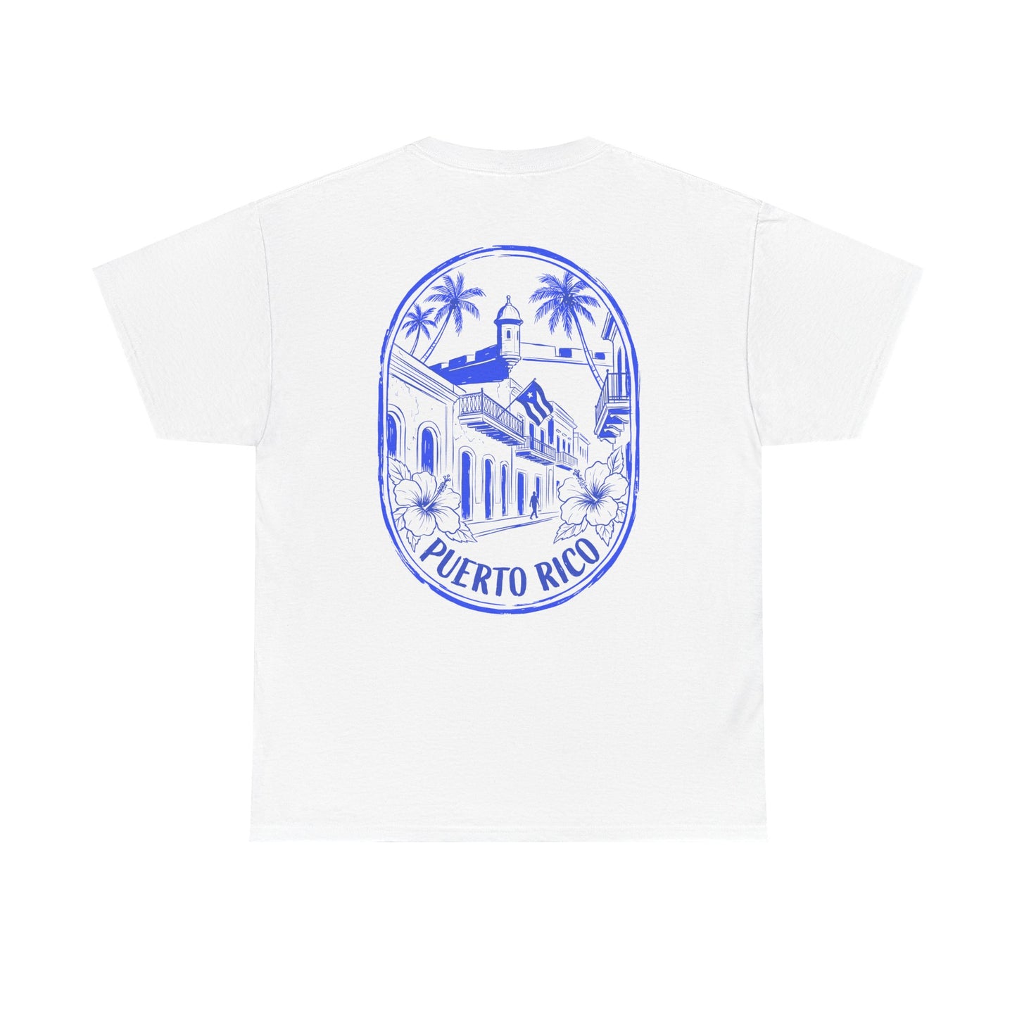Puerto Rico Streets Tee — Handwritten Logo & Old San Juan Back Illustration