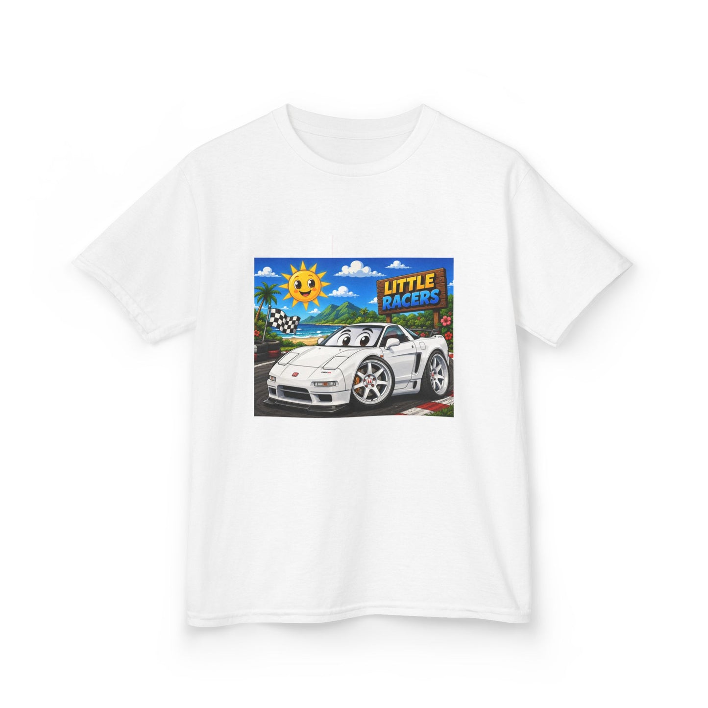 Kids Racing Car T‑Shirt — 'Little Racers' White NSX Graphic Tee