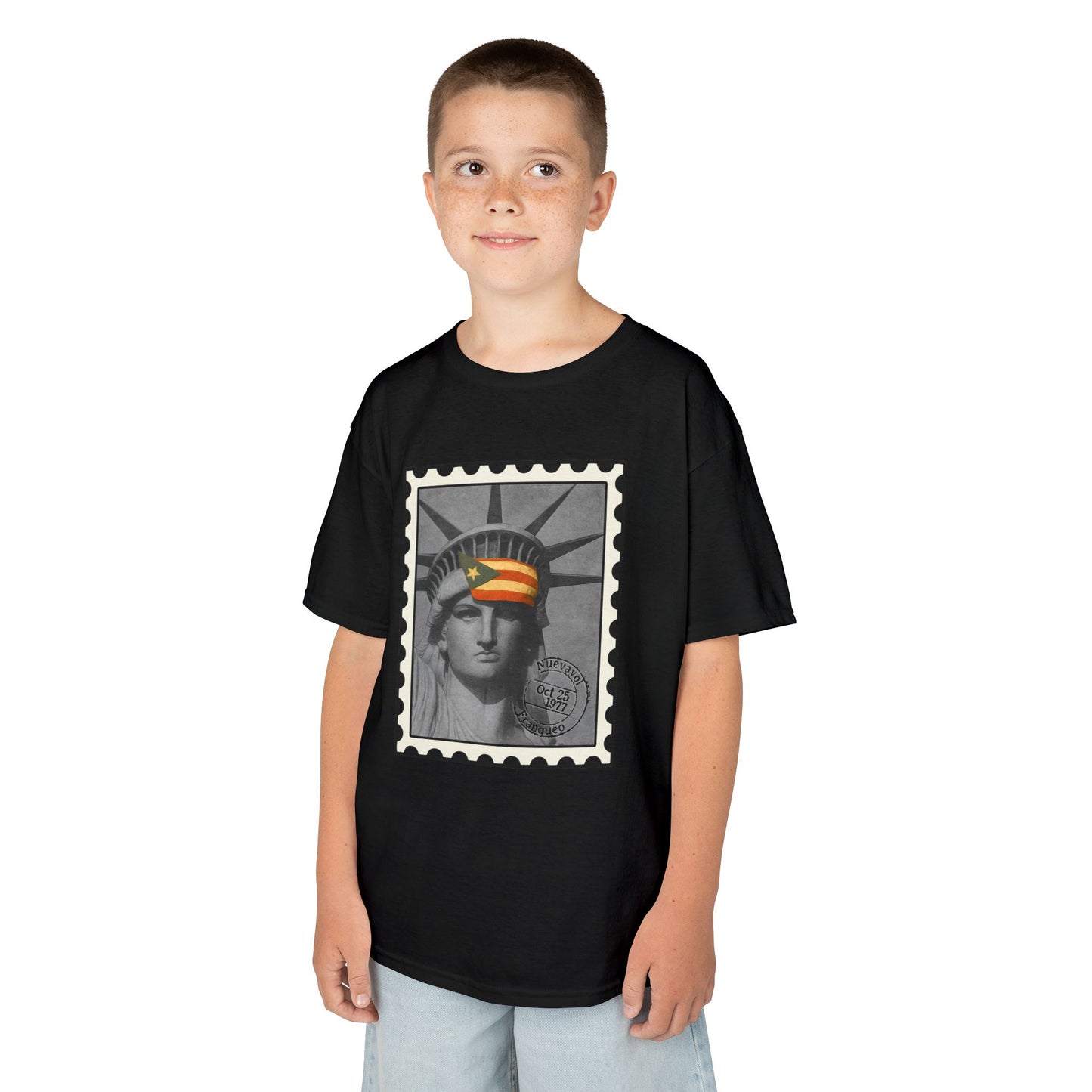 Puerto Rico Liberty Stamp Kids T-Shirt – Boricua Pride Design