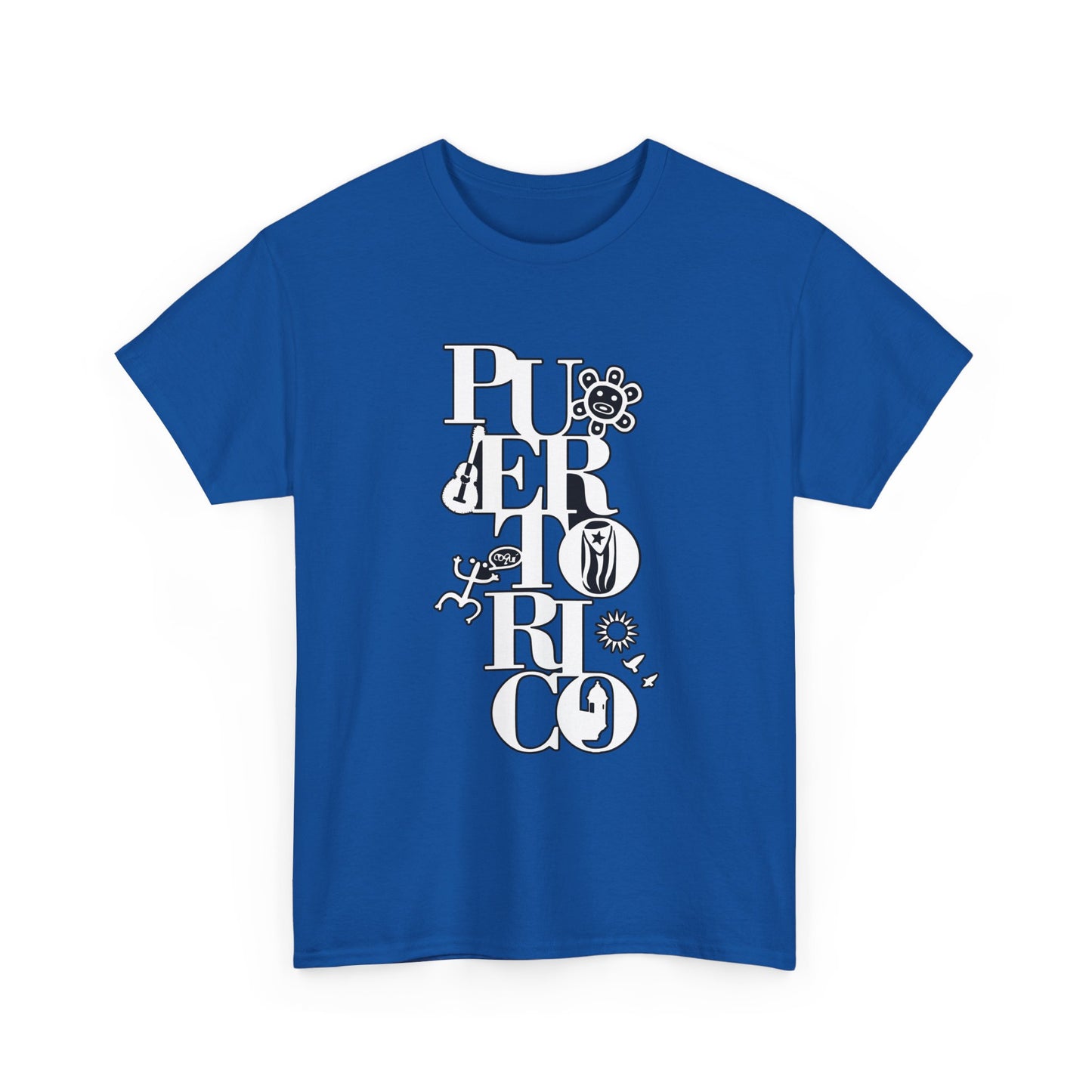 Puerto Rico Floral Vertical Tee — Retro Typography Island Shirt
