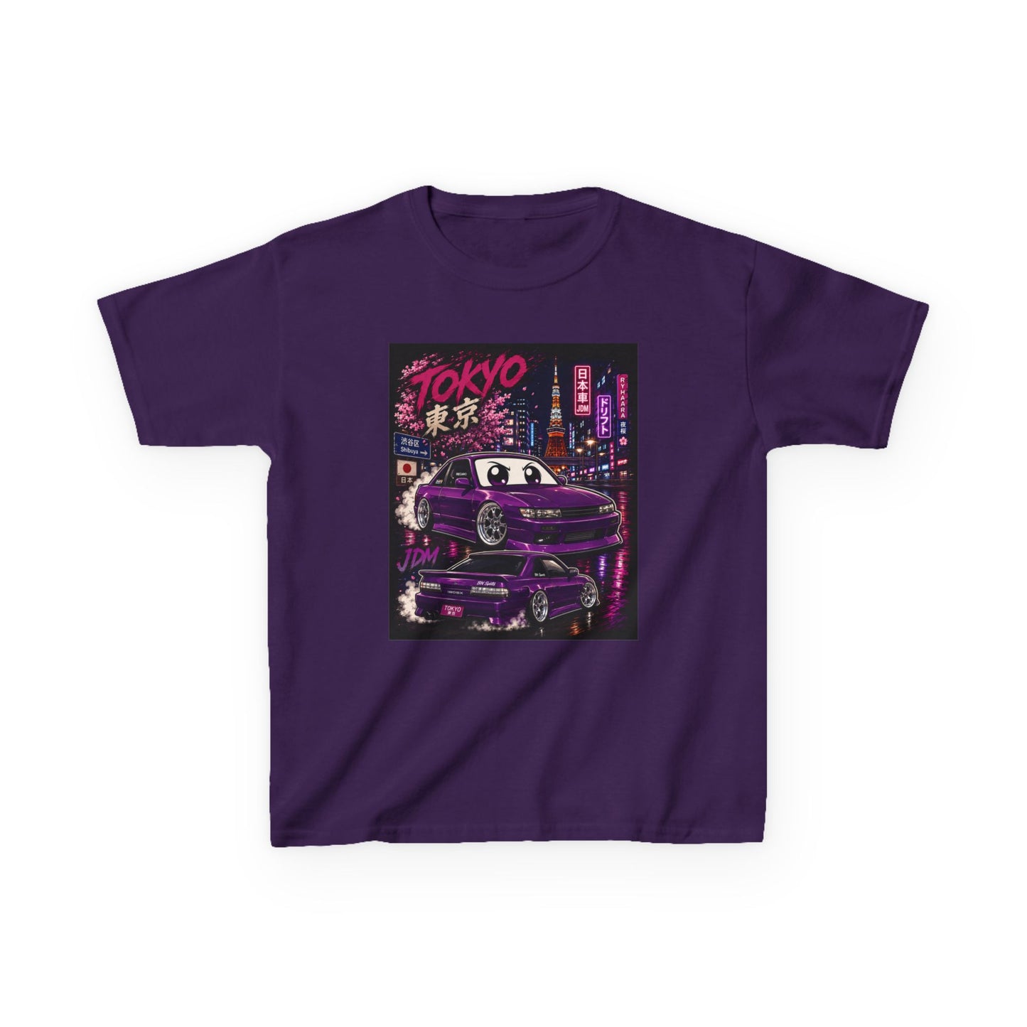 Kids Tokyo Night Drift Tee — Retro Neon City Racing Graphic