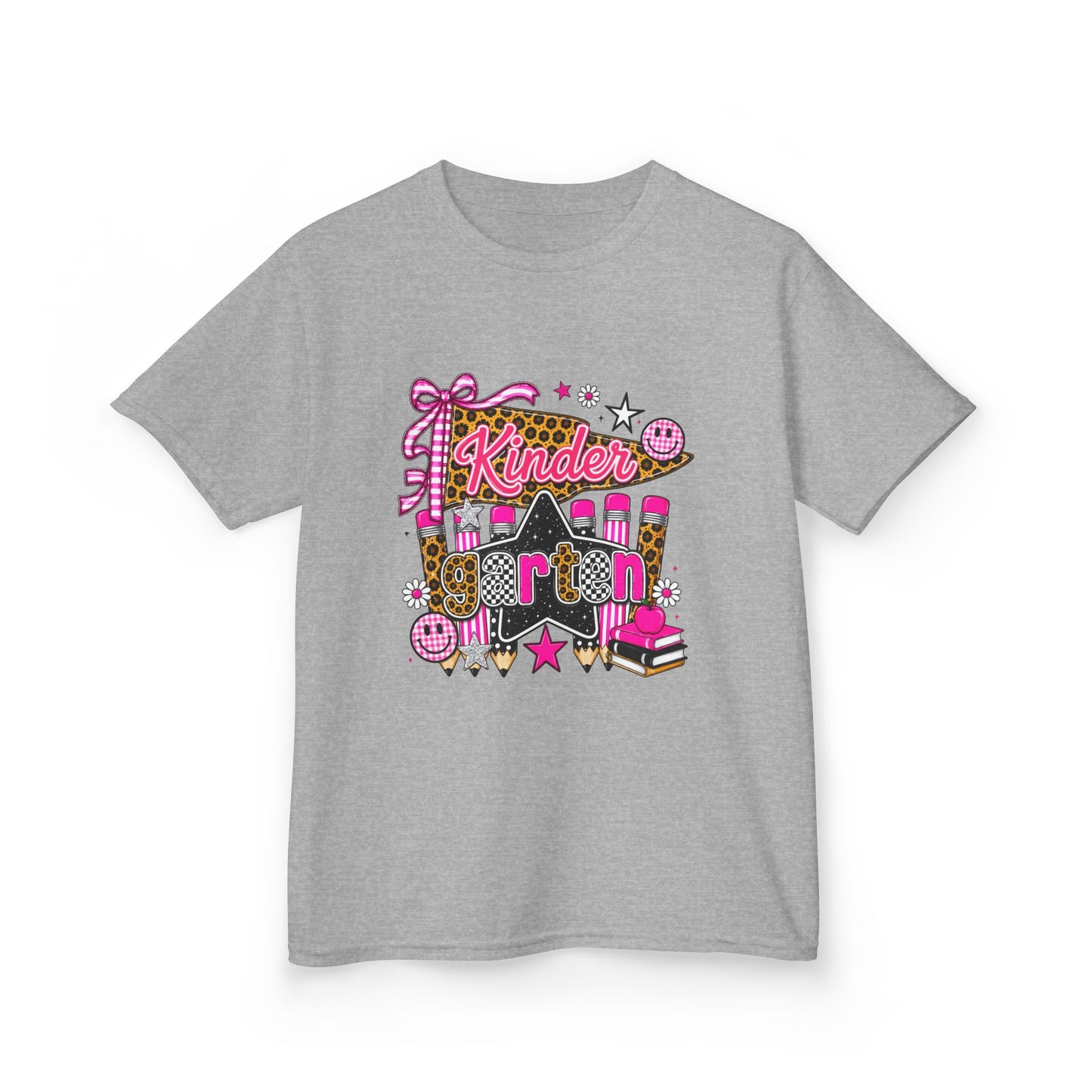 Kindergarten Girl Back to School T-Shirt – Pink Leopard First Day of Kindergarten Tee