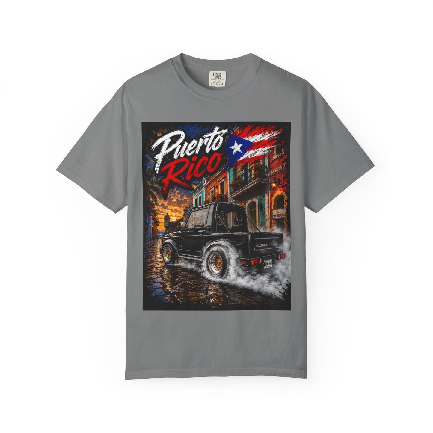 Puerto Rico Samuri Burnout T-Shirt — Retro Island Flag Graphic Tee