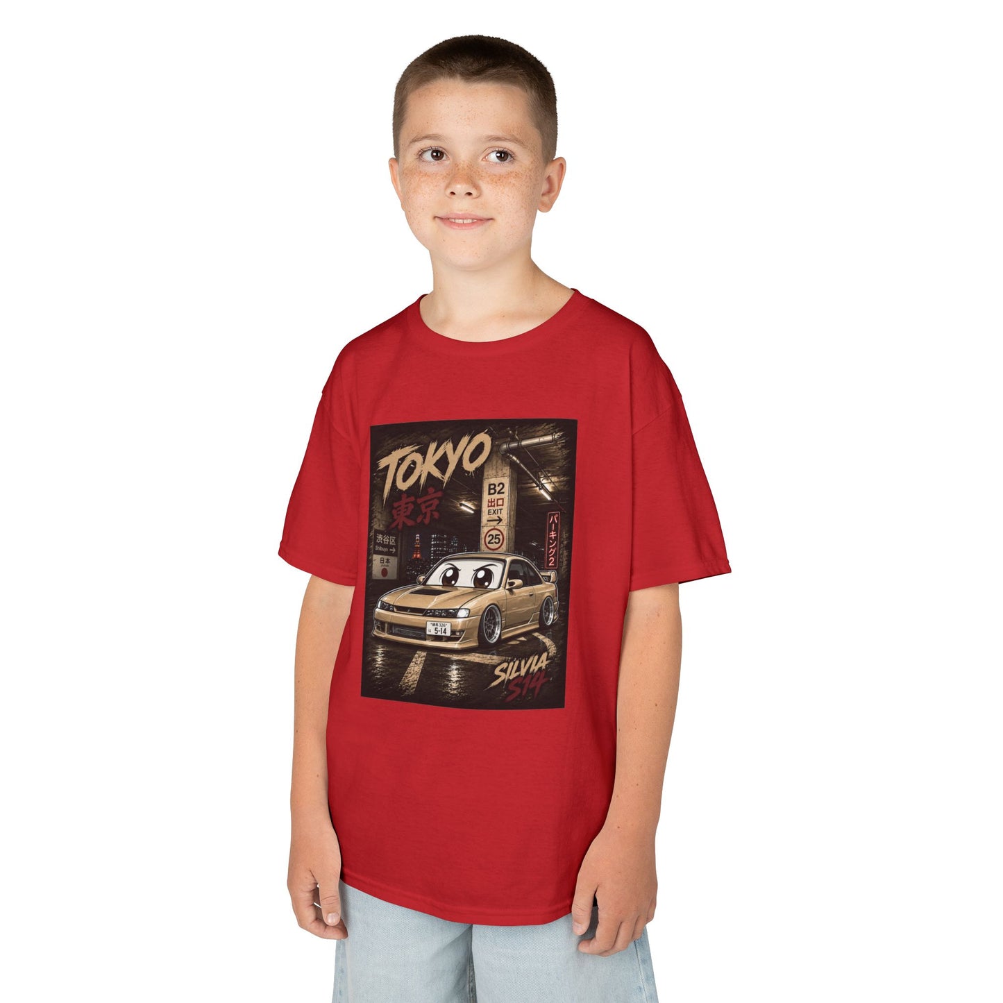 Kids Tokyo Skyline Car Tee — 'Tokyo' Silvia Racing Graphic