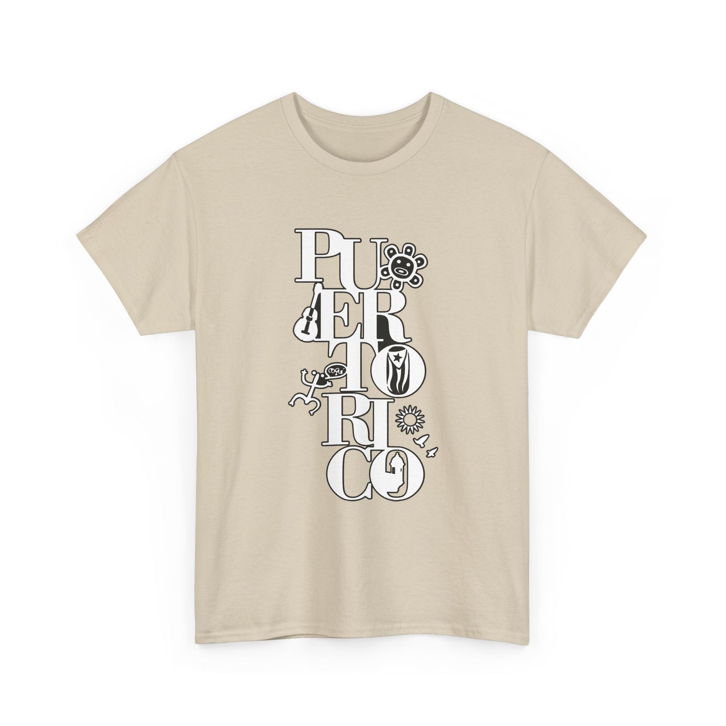 Puerto Rico Floral Vertical Tee — Retro Typography Island Shirt
