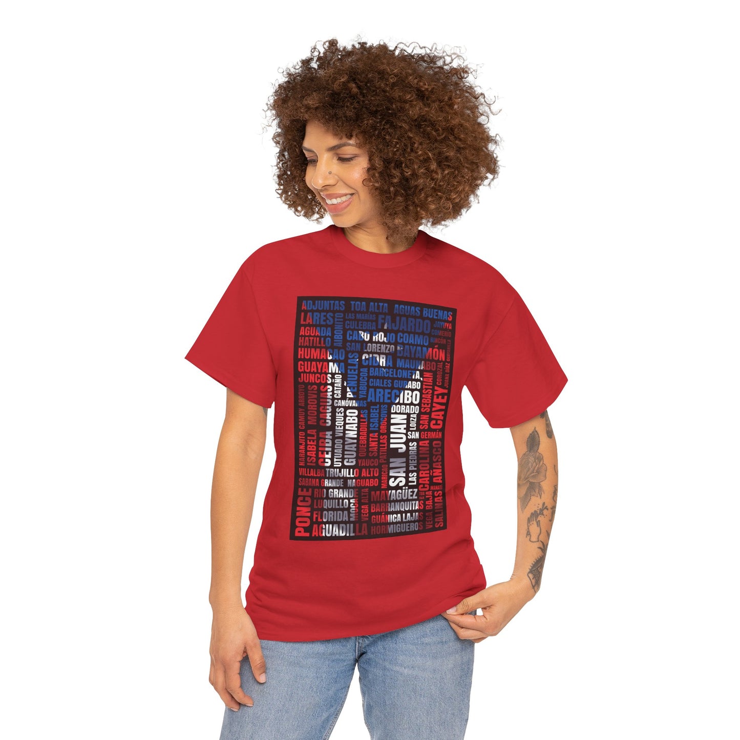 Puerto Rico Flag Word Cloud T-Shirt — Puerto Rican Pride Tee with Names Design