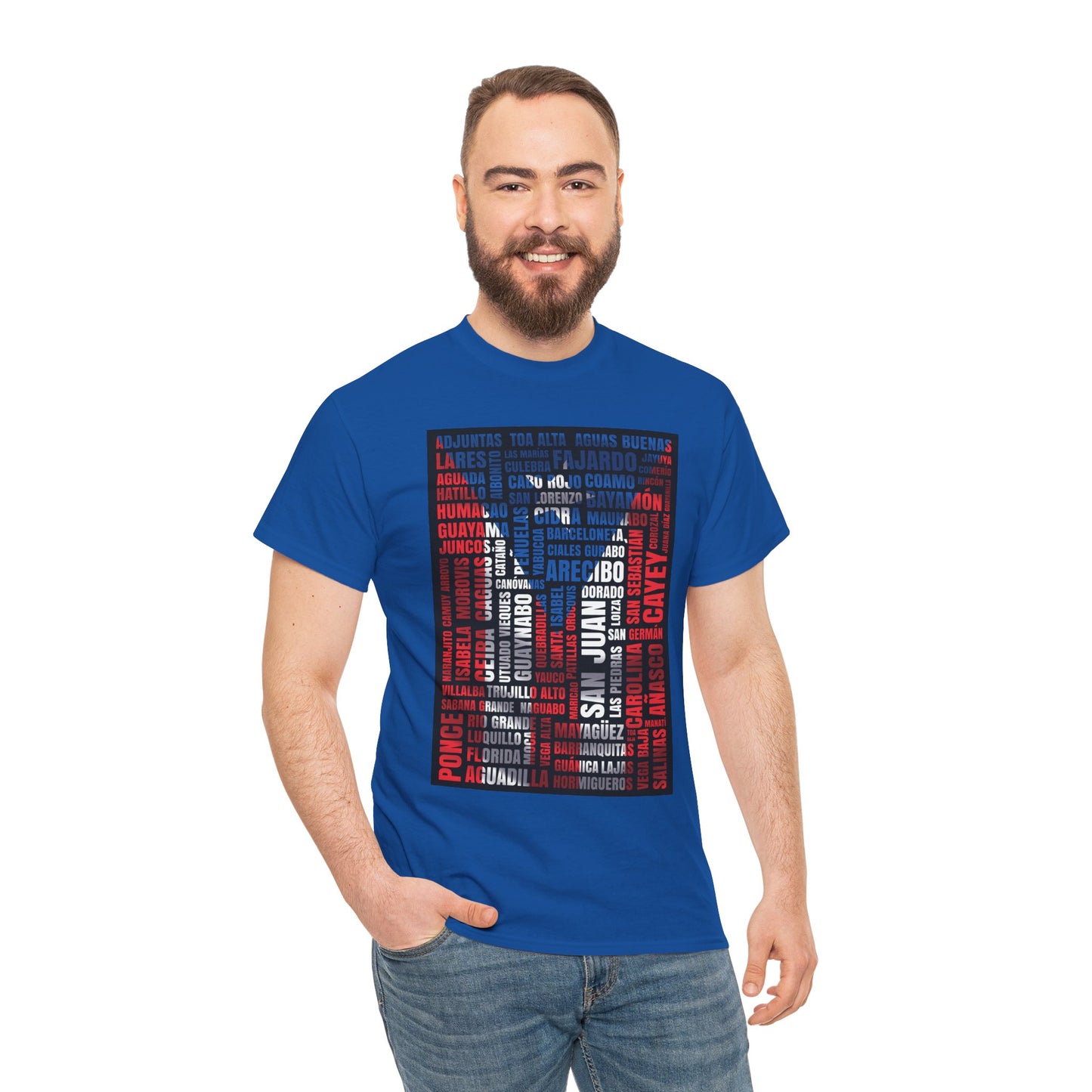 Puerto Rico Flag Word Cloud T-Shirt — Puerto Rican Pride Tee with Names Design