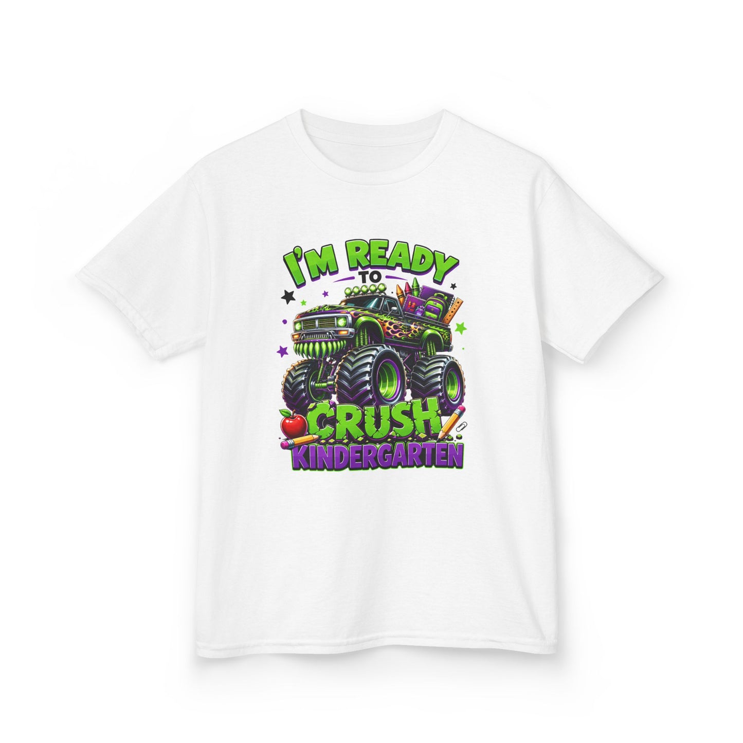 I’m Ready to Crush Kindergarten Monster Truck Kids T-Shirt – First Day of School Tee
