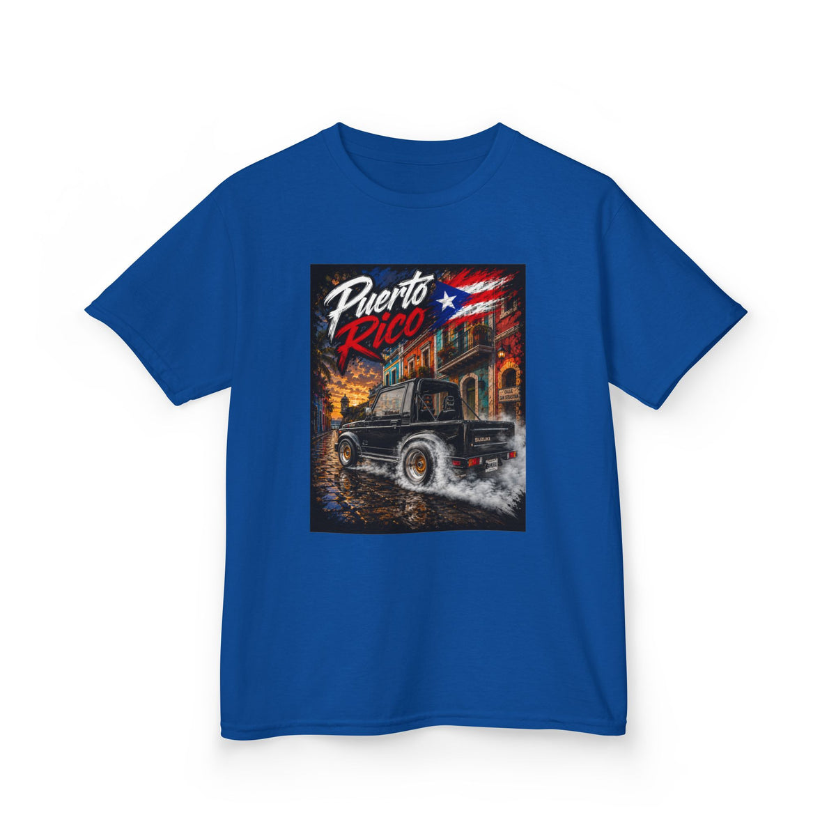 Kids T-Shirt — Puerto Rico Vintage Car Retro Travel Graphic