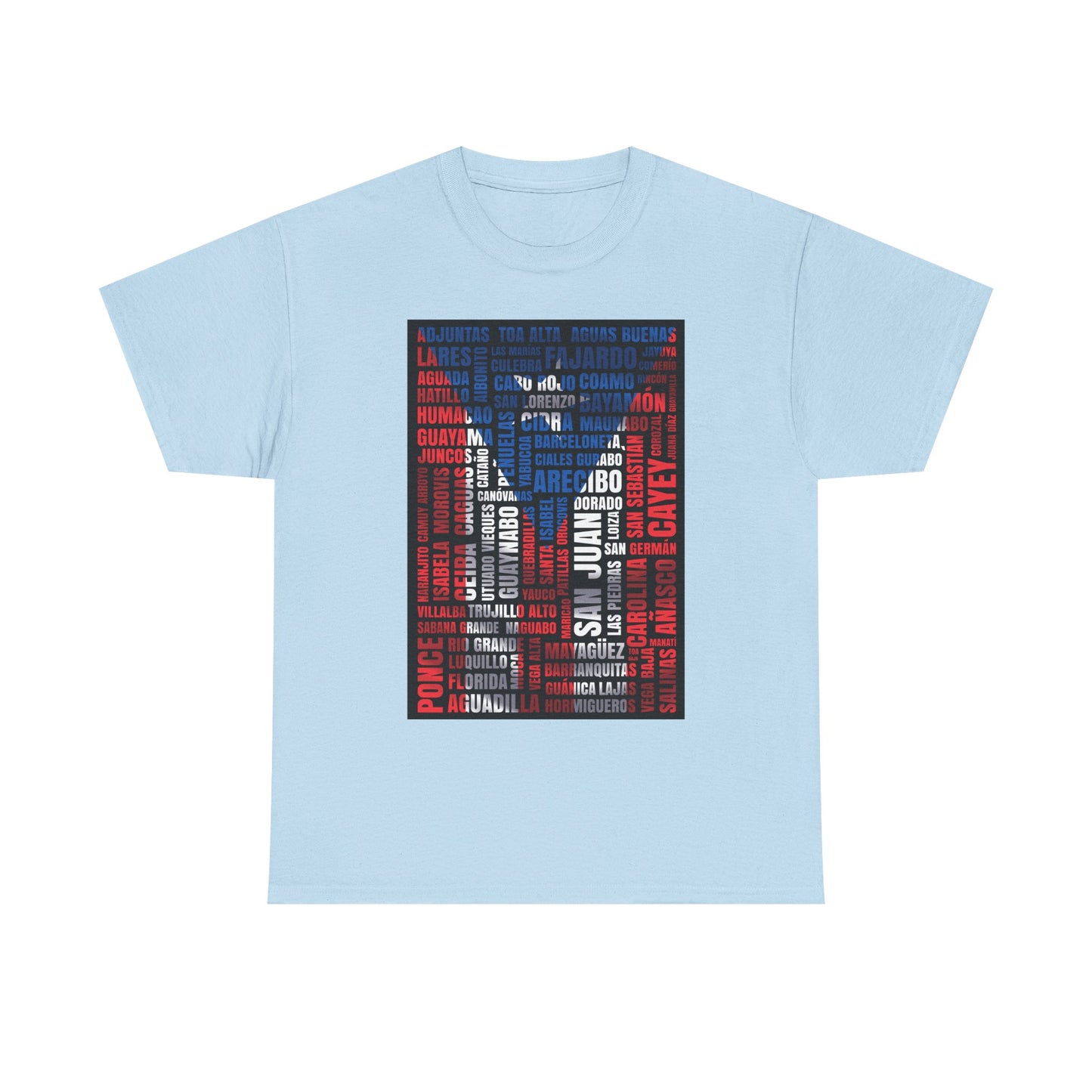 Puerto Rico Flag Word Cloud T-Shirt — Puerto Rican Pride Tee with Names Design