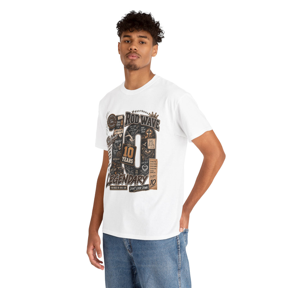 Rod Wave 10 Years Legendary – Pain, Purpose & Faith Hip-Hop Collage T-Shirt Design