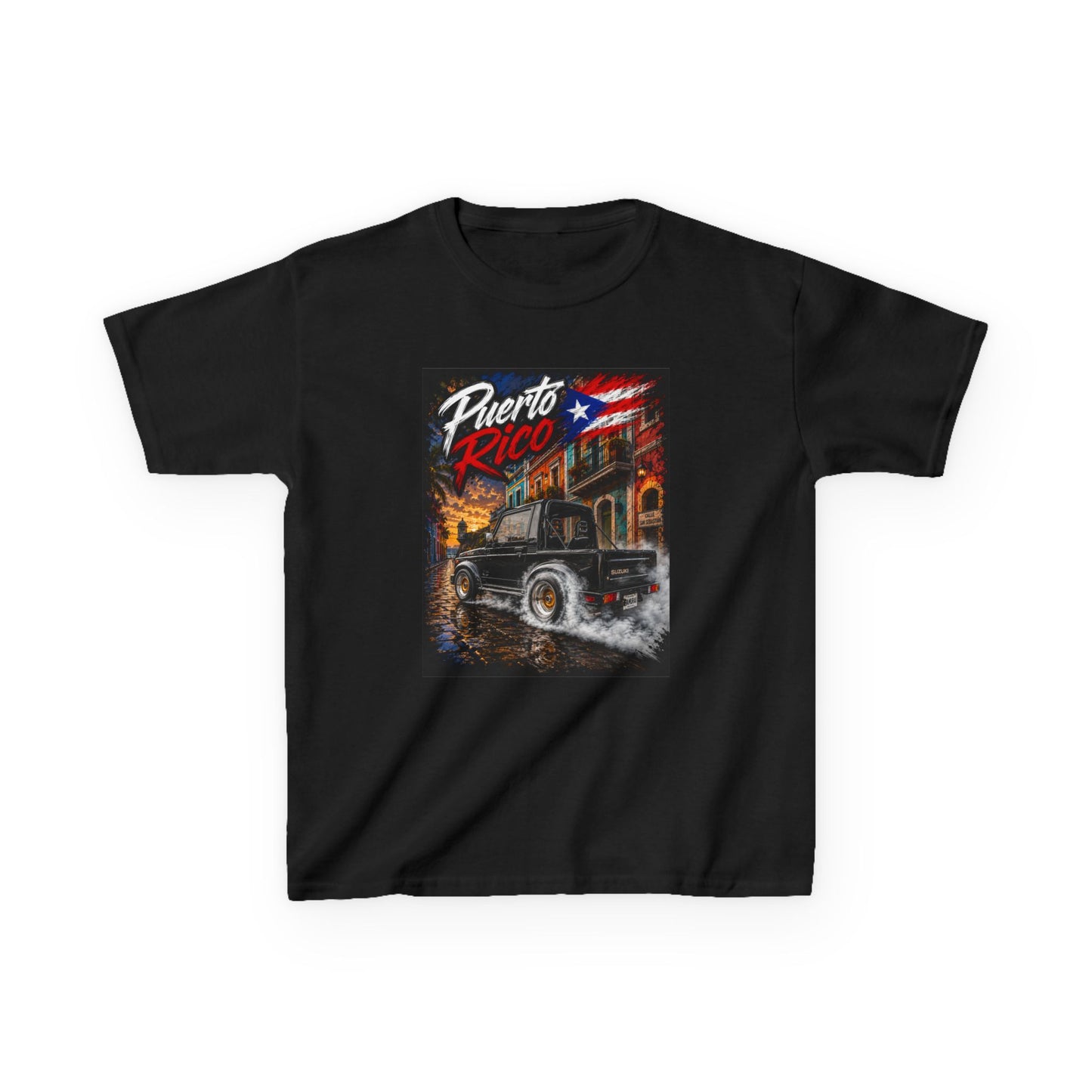 Kids T-Shirt — Puerto Rico Vintage Car Retro Travel Graphic