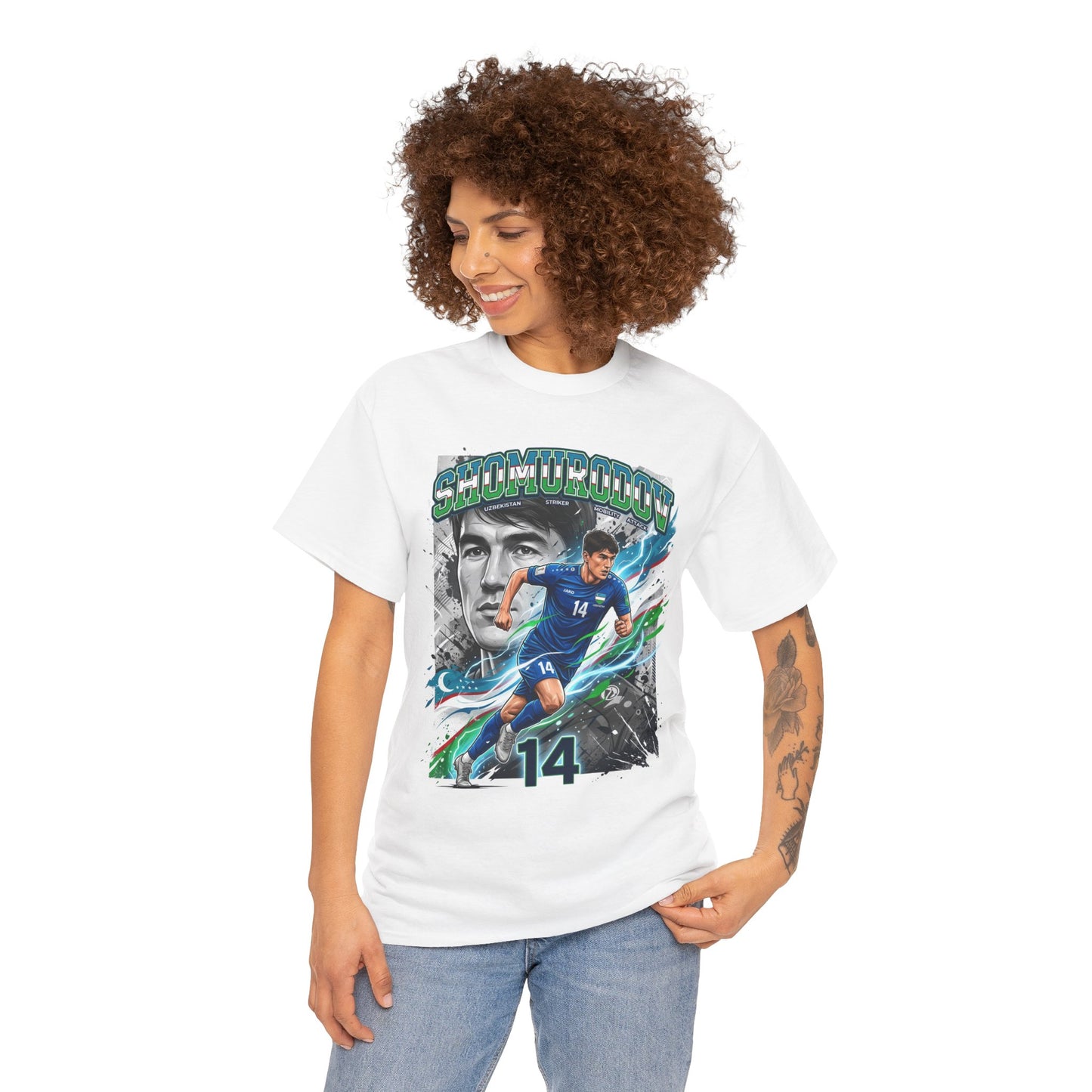 Shomurodov #14 – Uzbekistan’s Dynamic Striker T-Shirt