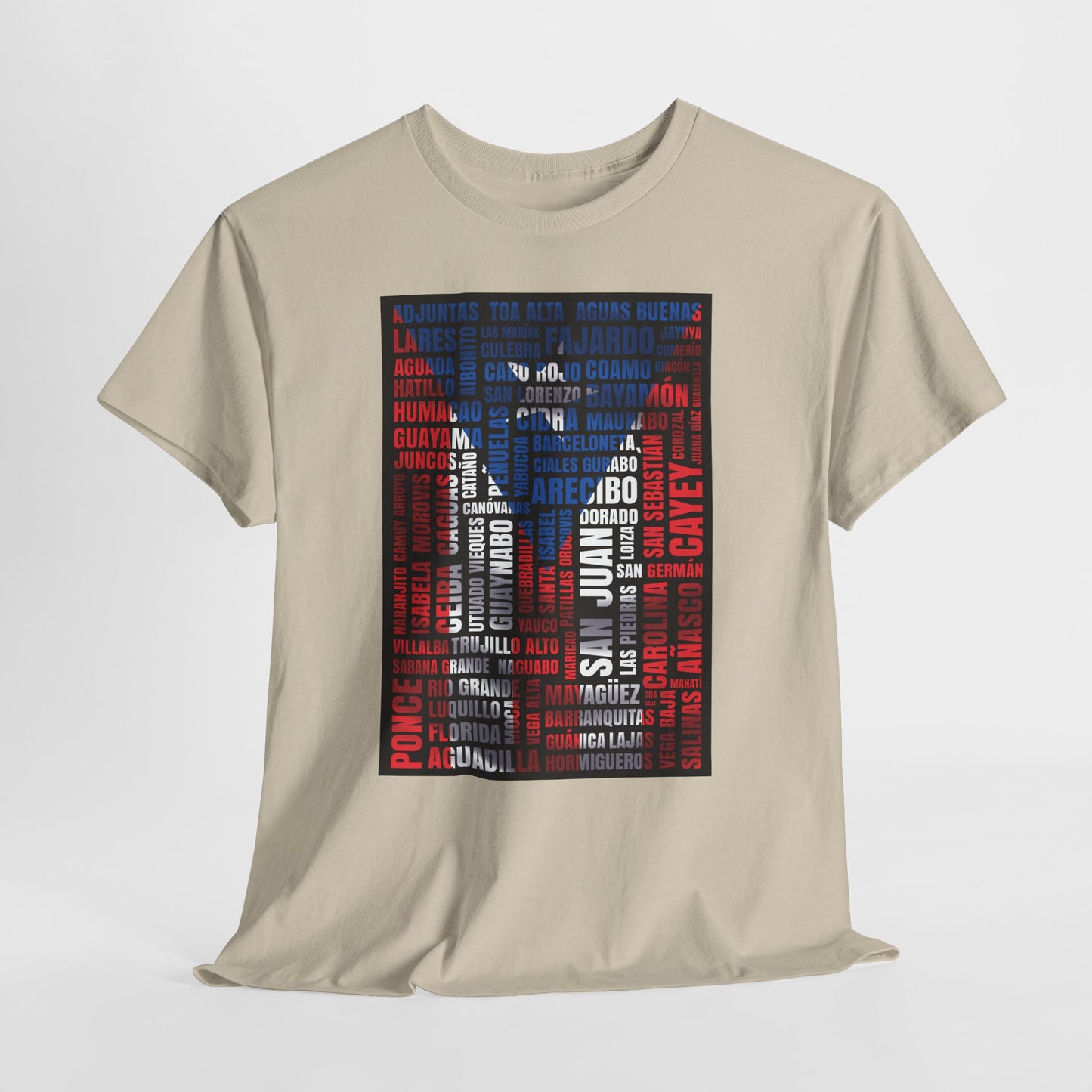 Puerto Rico Flag Word Cloud T-Shirt — Puerto Rican Pride Tee with Names Design