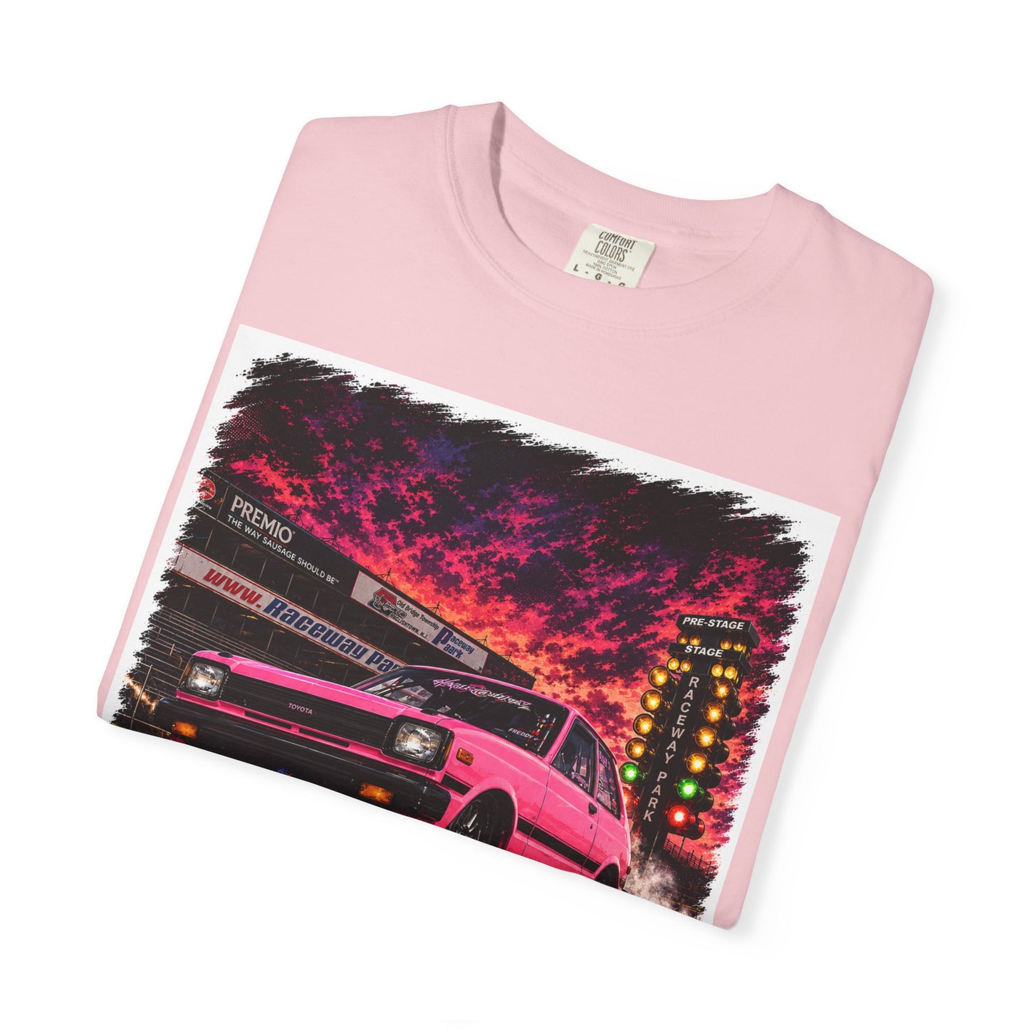 Retro Pink Starlet T-Shirt — Neon Pink Skyline Racing Graphic