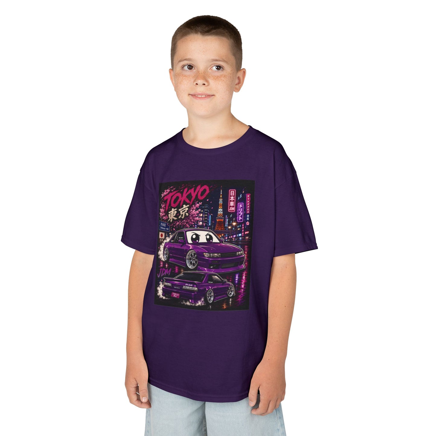 Kids Tokyo Night Drift Tee — Retro Neon City Racing Graphic