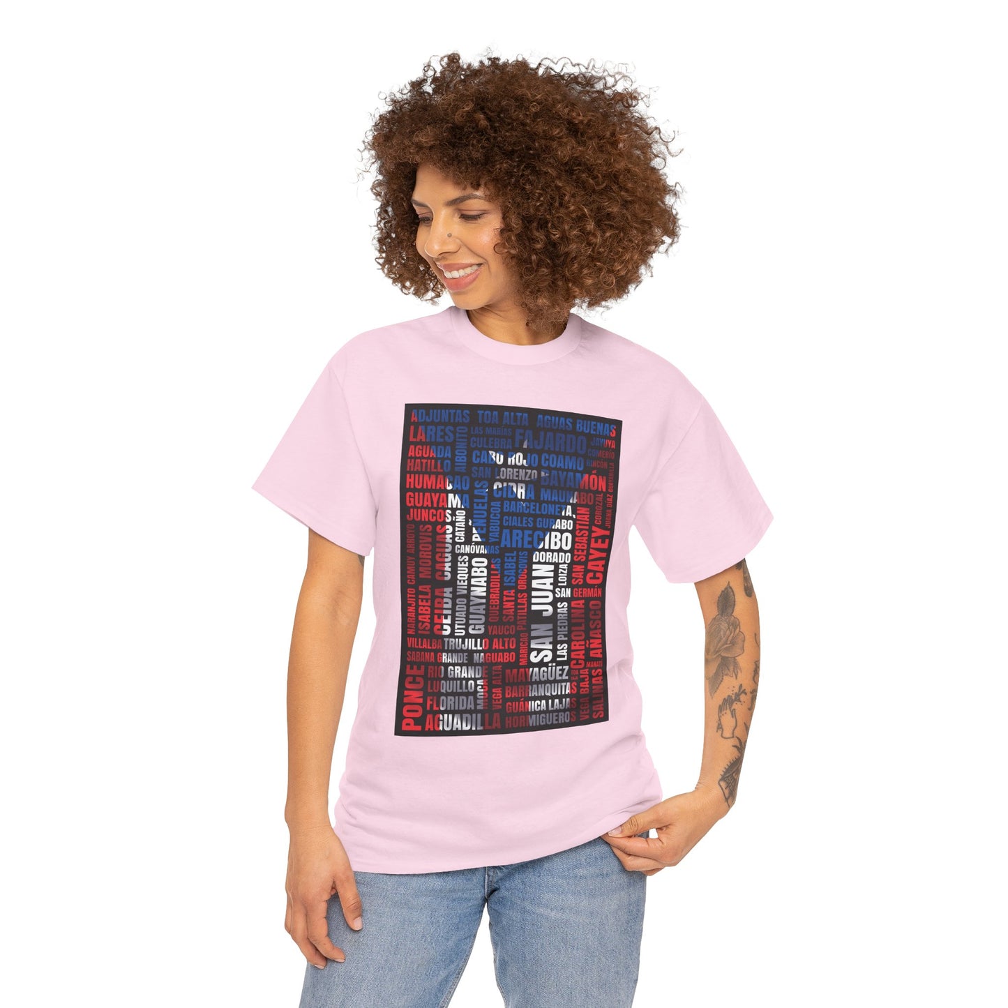 Puerto Rico Flag Word Cloud T-Shirt — Puerto Rican Pride Tee with Names Design