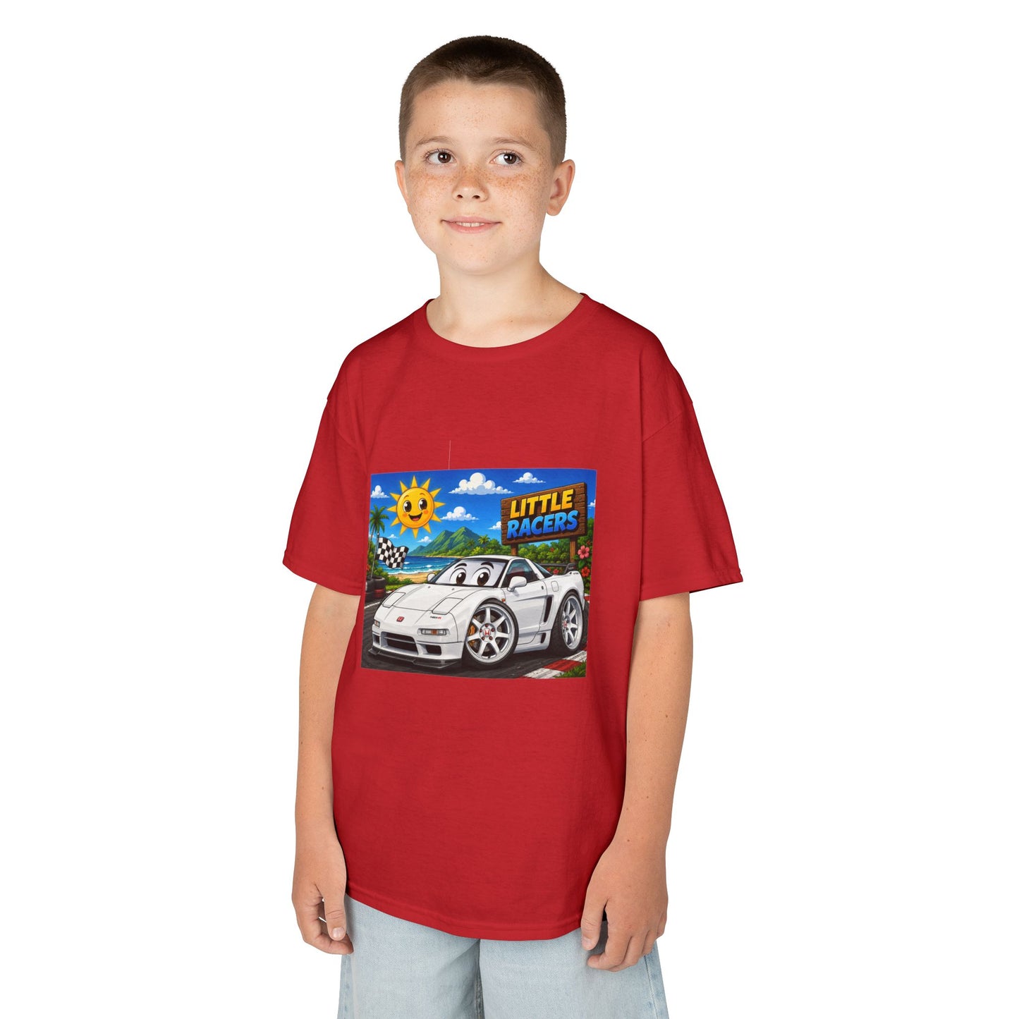 Kids Racing Car T‑Shirt — 'Little Racers' White NSX Graphic Tee