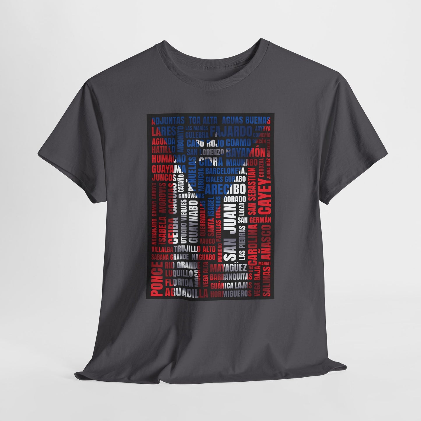 Puerto Rico Flag Word Cloud T-Shirt — Puerto Rican Pride Tee with Names Design