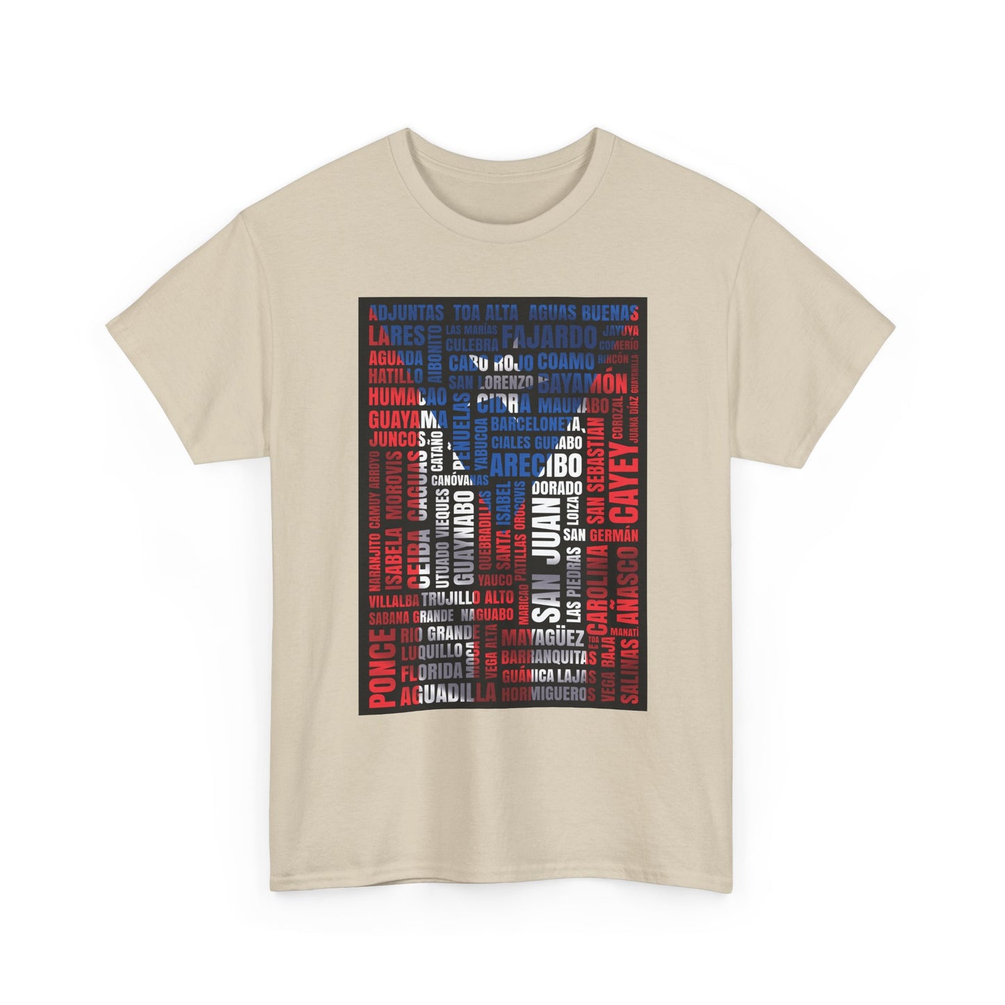 Puerto Rico Flag Word Cloud T-Shirt — Puerto Rican Pride Tee with Names Design