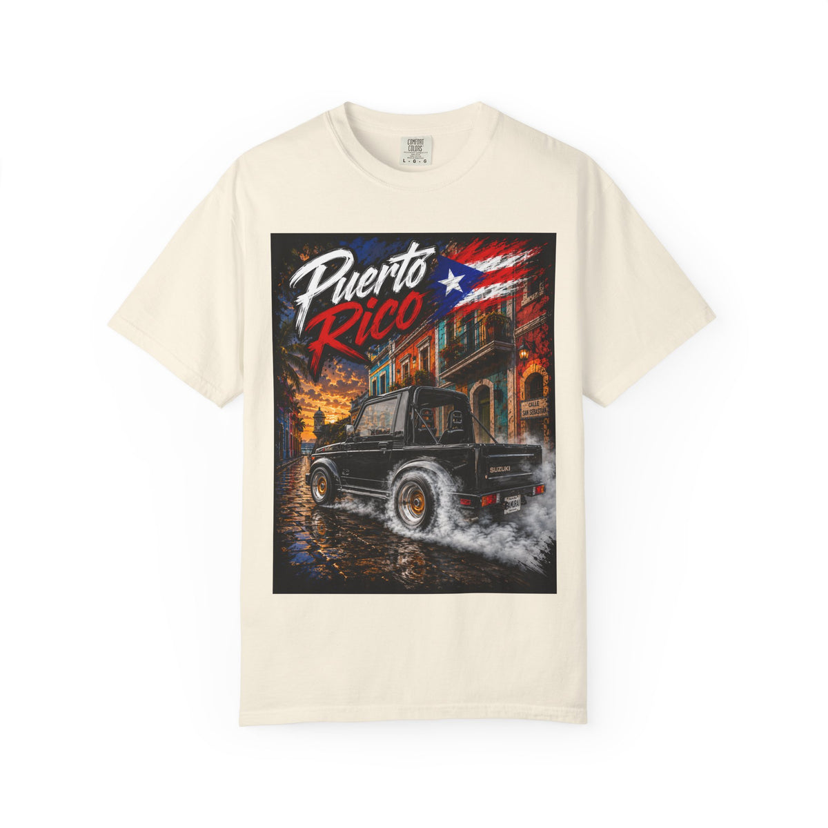 Puerto Rico Samuri Burnout T-Shirt — Retro Island Flag Graphic Tee