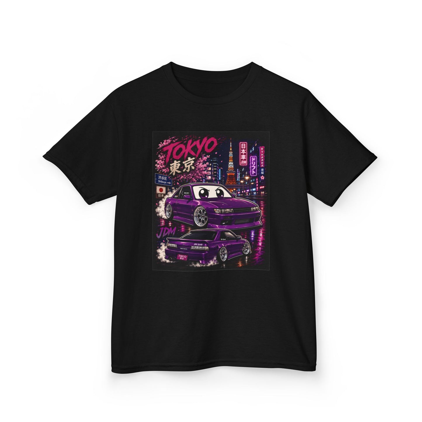 Kids Tokyo Night Drift Tee — Retro Neon City Racing Graphic