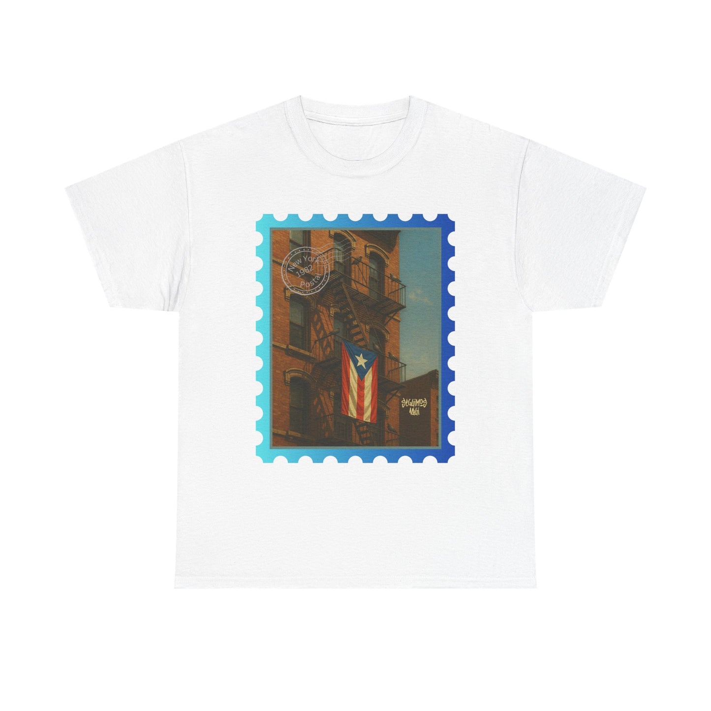Seguimos Aquí Puerto Rican Pride Tee — New York 1982 Vintage Flag Tribute