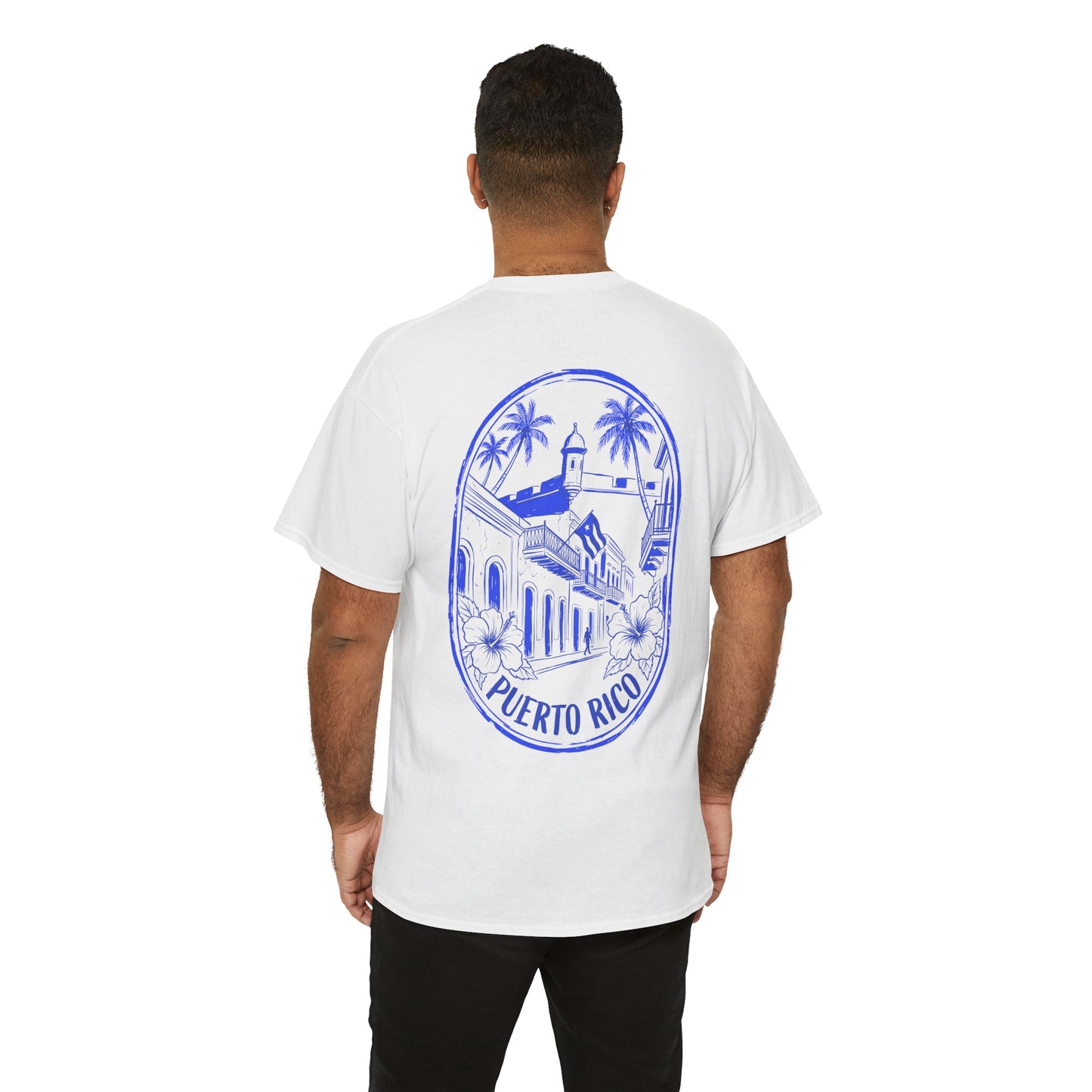 Puerto Rico Streets Tee — Handwritten Logo & Old San Juan Back Illustration