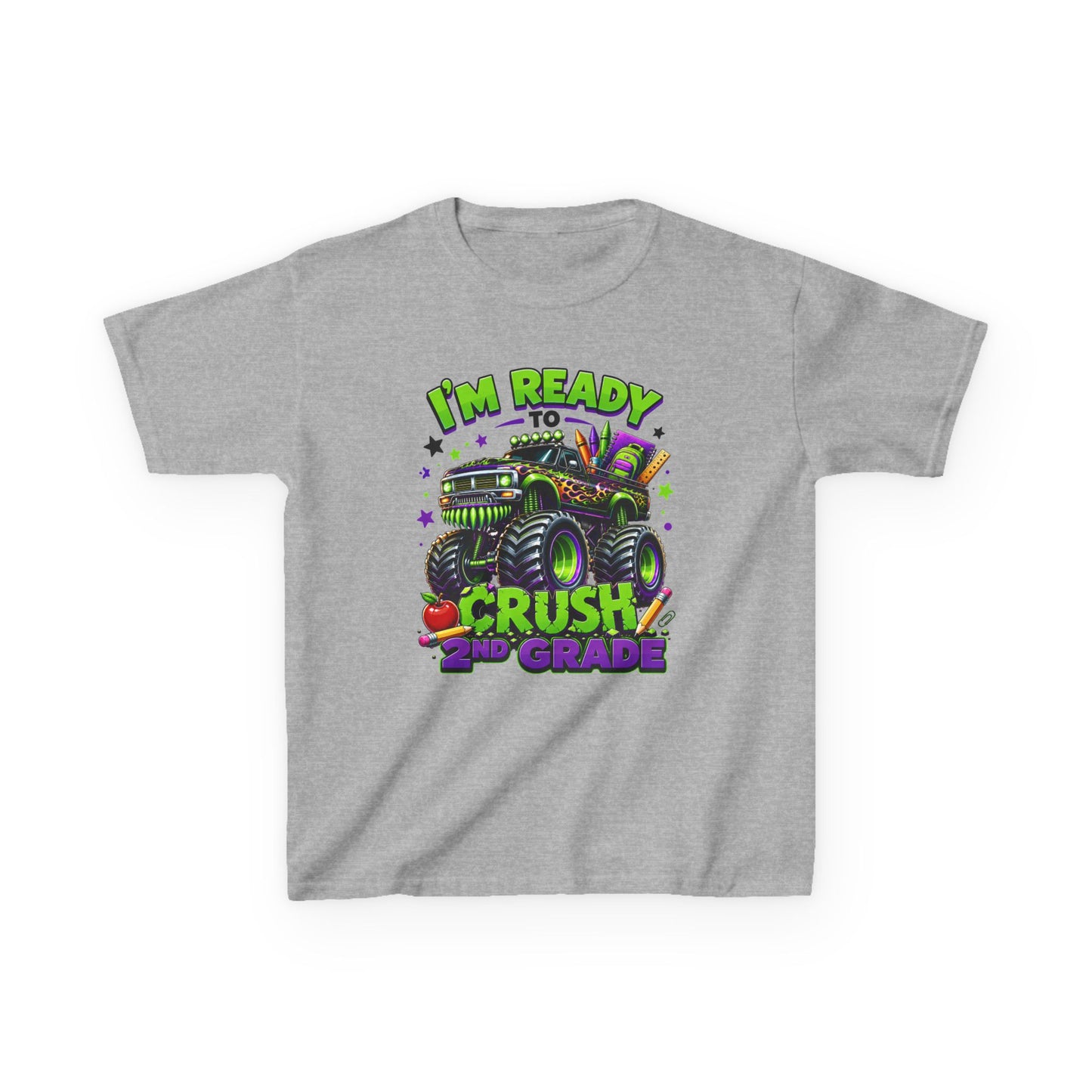 I’m Ready to Crush 2nd Grade Monster Truck Kids T-Shirt – Back to School Tee