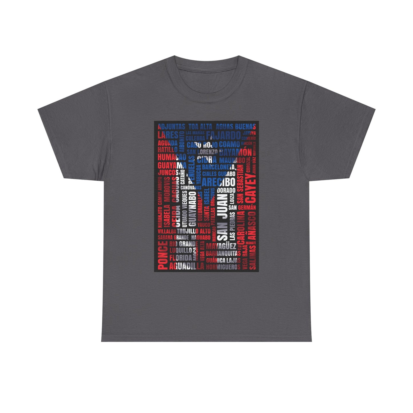 Puerto Rico Flag Word Cloud T-Shirt — Puerto Rican Pride Tee with Names Design