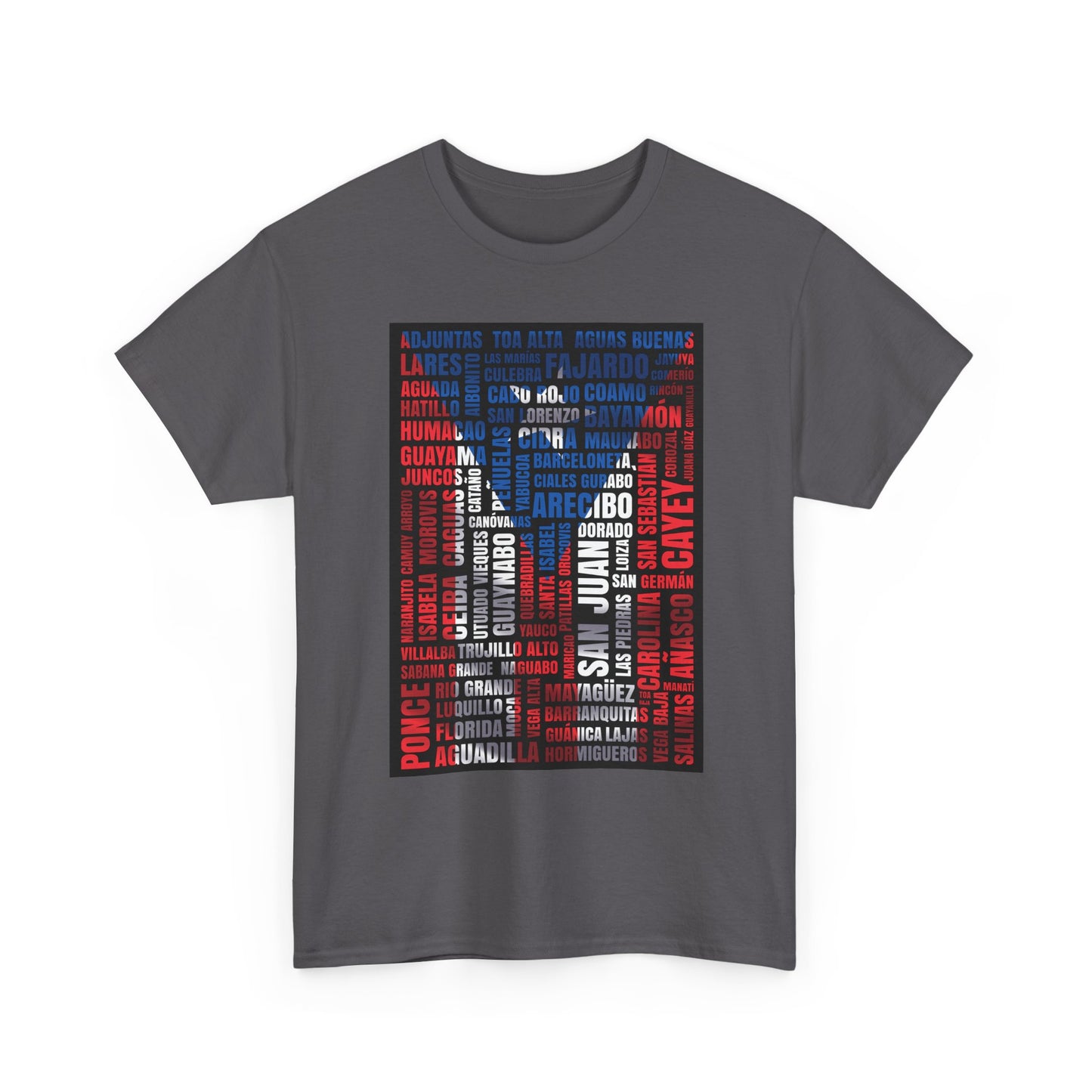 Puerto Rico Flag Word Cloud T-Shirt — Puerto Rican Pride Tee with Names Design