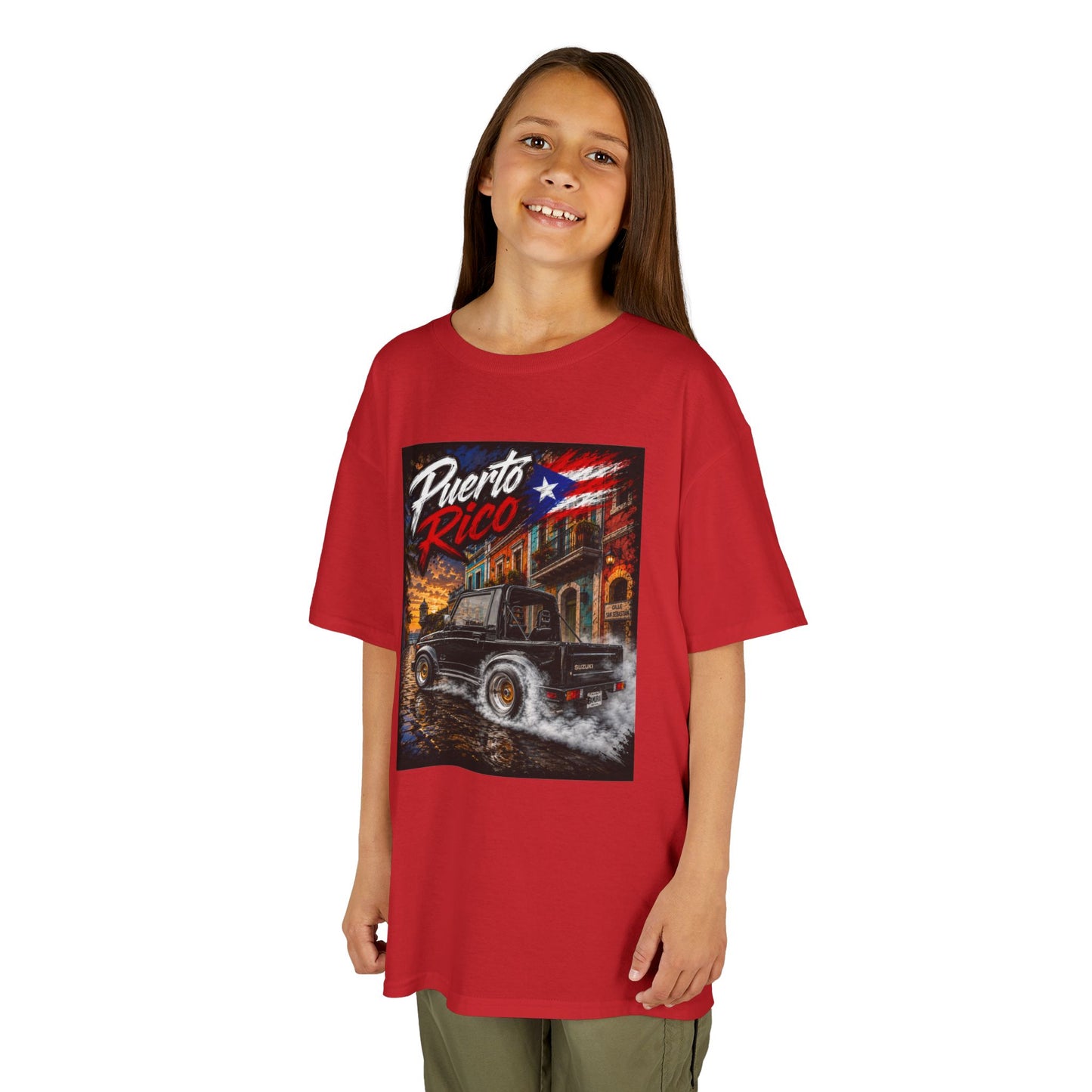 Kids T-Shirt — Puerto Rico Vintage Car Retro Travel Graphic
