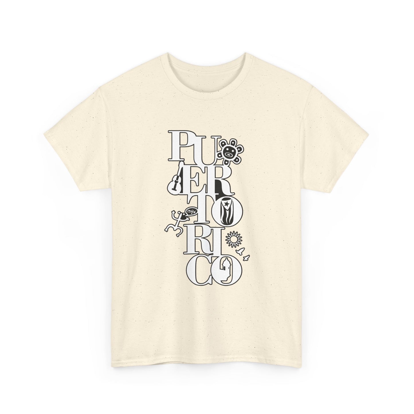Puerto Rico Floral Vertical Tee — Retro Typography Island Shirt