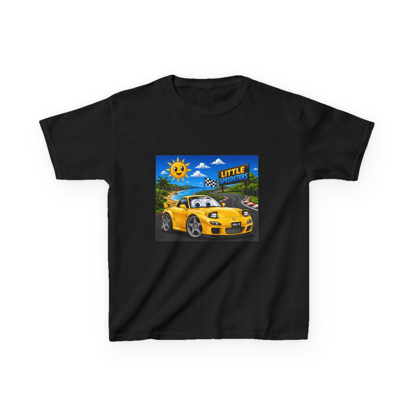 Kids Car T‑Shirt — "Little Speedster" Yellow FD RX7 Tee