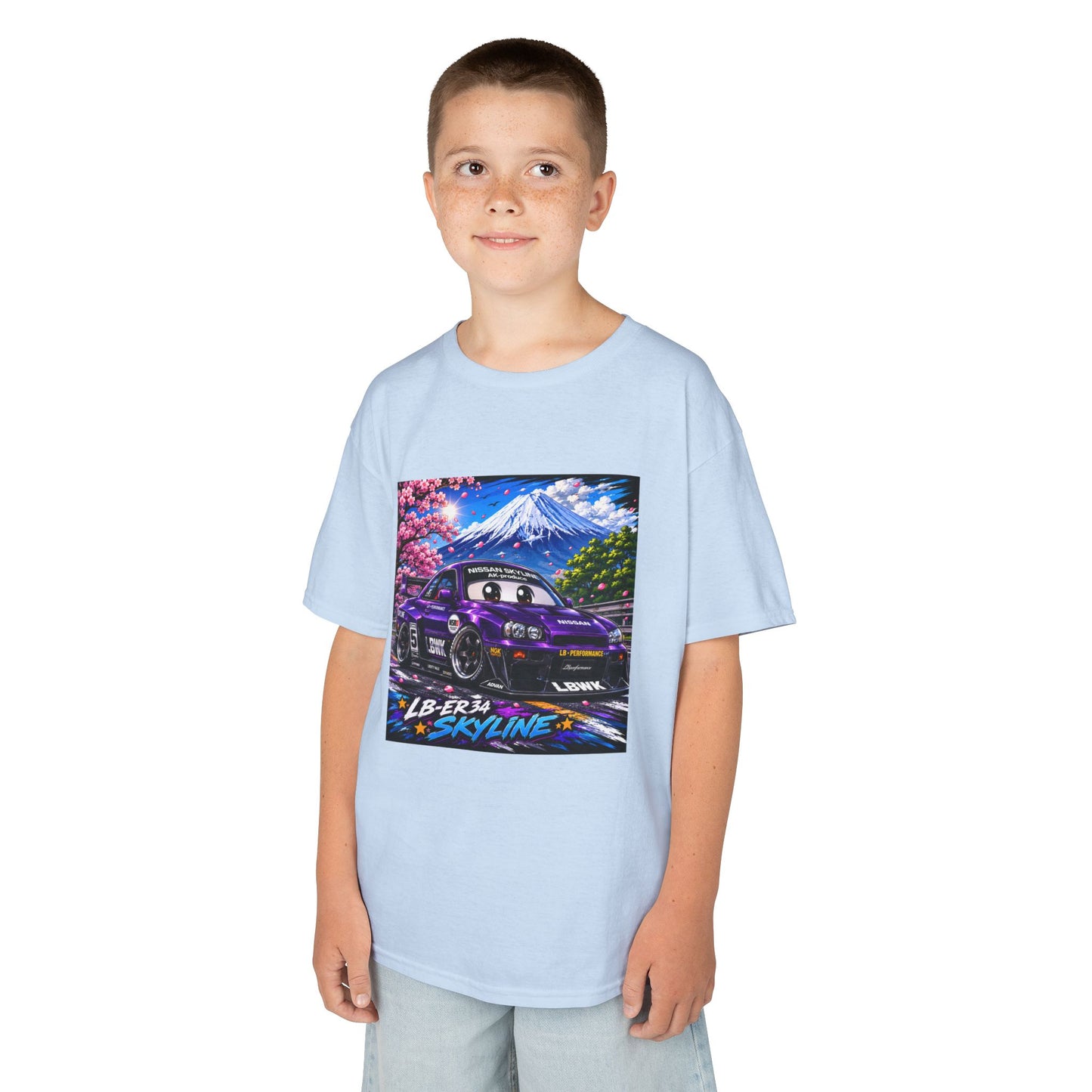 Kids T‑Shirt — Retro Japanese Drift Car Graphic (“Liberty Skyline”)