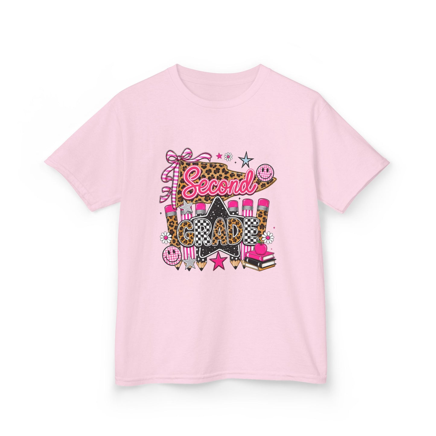 Second Grade Girl Back to School T-Shirt – Pink Leopard First Day of 2nd Grade Tee
