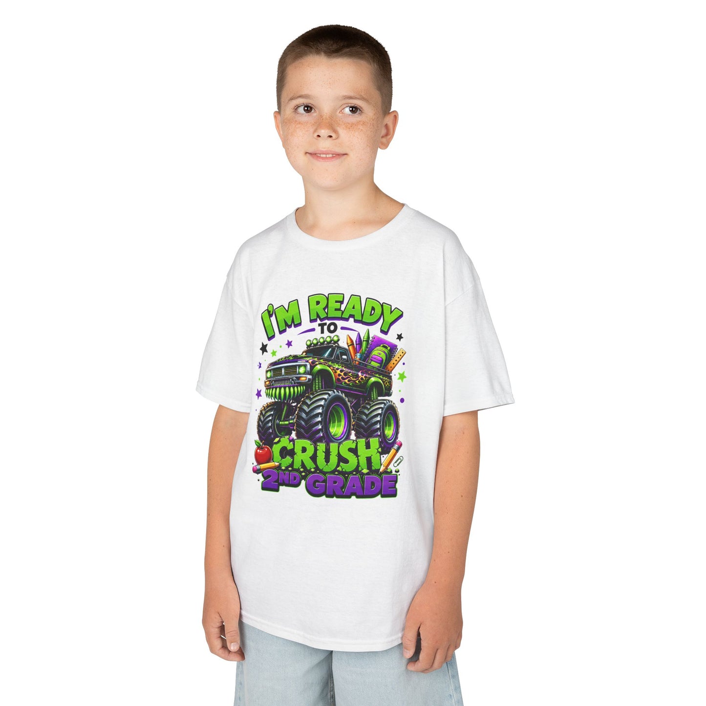 I’m Ready to Crush 2nd Grade Monster Truck Kids T-Shirt – Back to School Tee