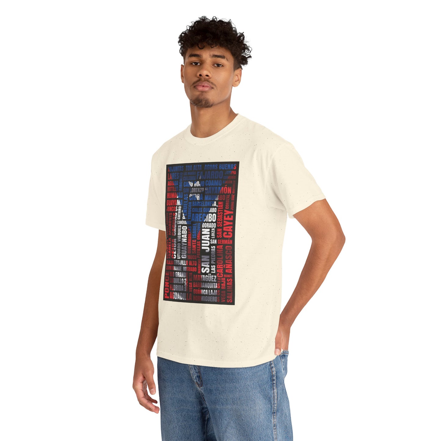 Puerto Rico Flag Word Cloud T-Shirt — Puerto Rican Pride Tee with Names Design