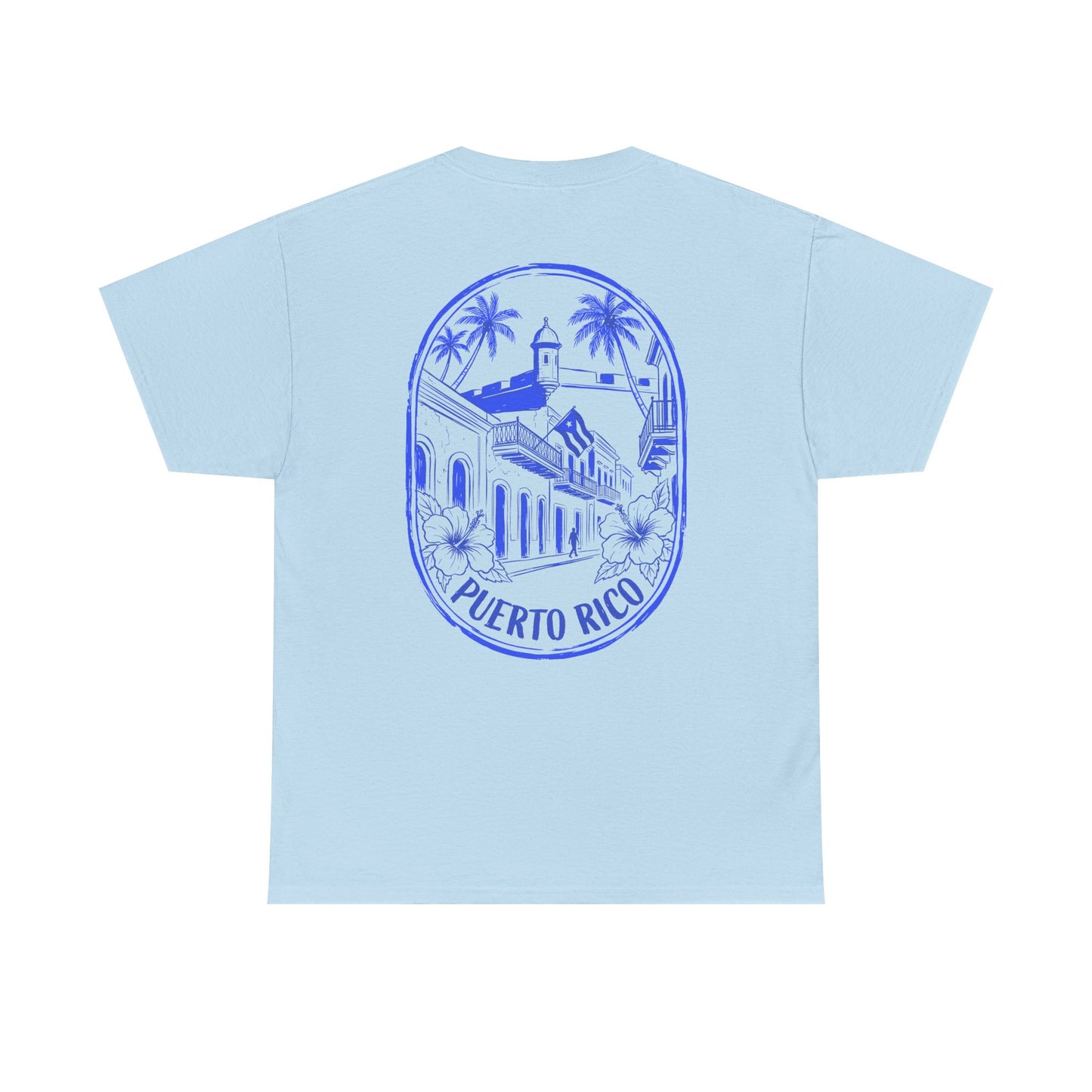 Puerto Rico Streets Tee — Handwritten Logo & Old San Juan Back Illustration