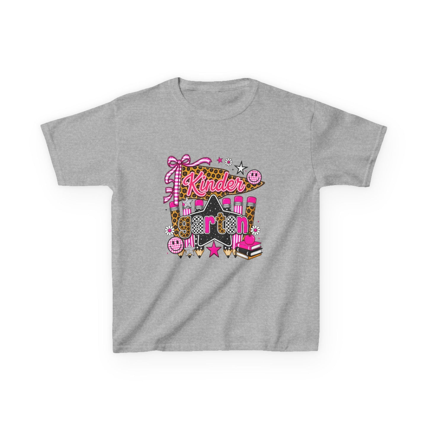 Kindergarten Girl Back to School T-Shirt – Pink Leopard First Day of Kindergarten Tee