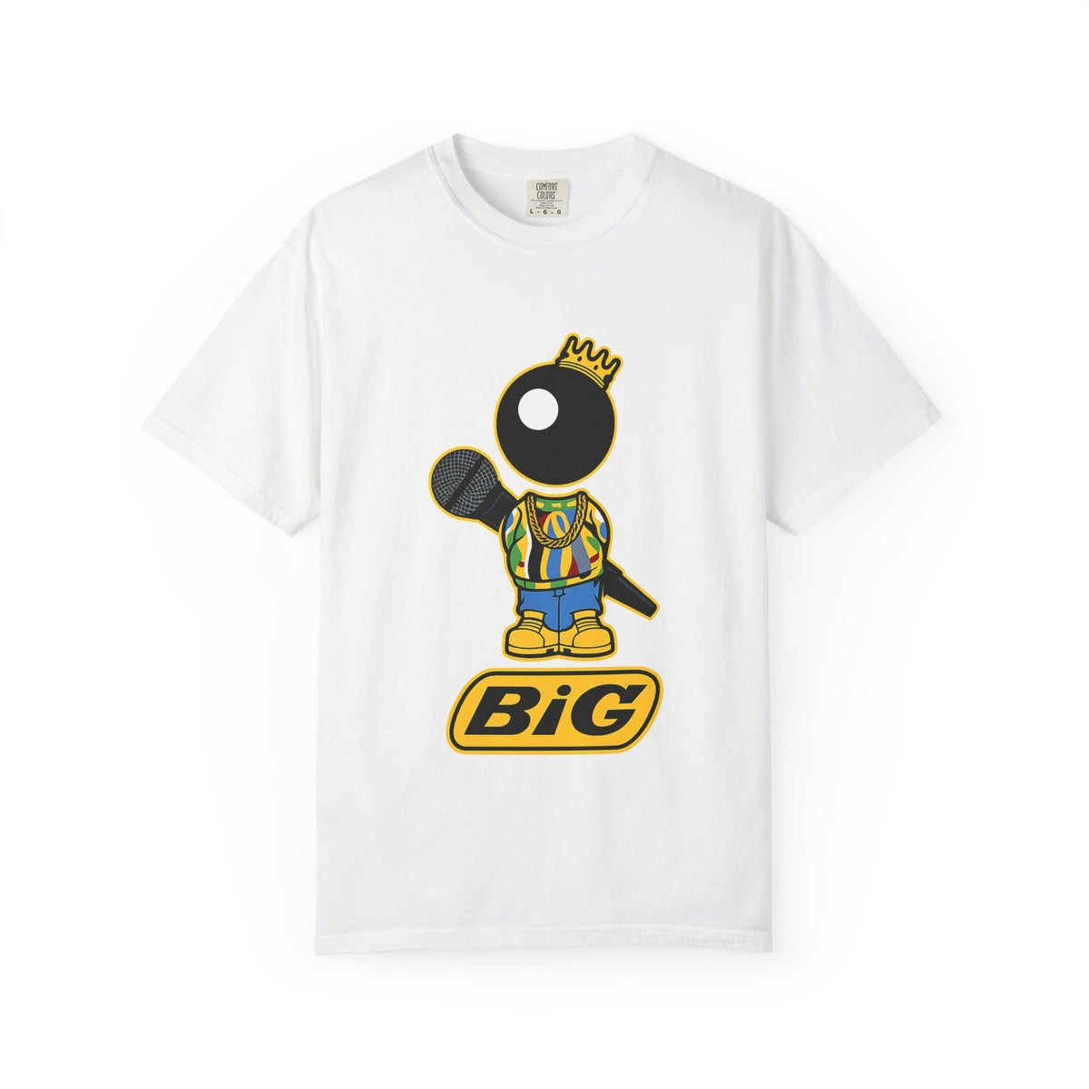 BiG Hip-Hop Icon Cartoon T-Shirt | Retro 90s Rap Inspired Streetwear Design