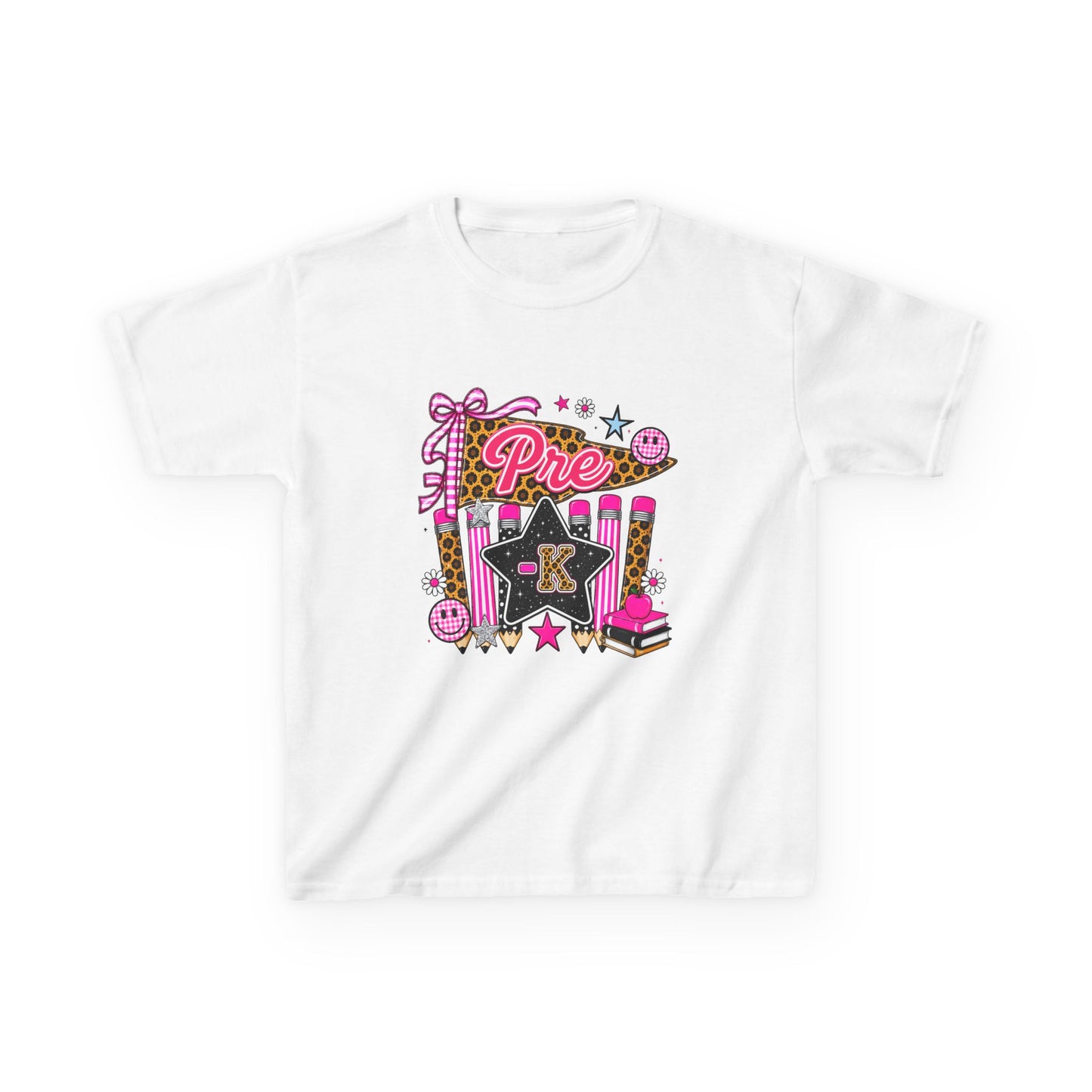 Pre-K Girl Back to School T-Shirt – Pink Leopard Print First Day of Pre-K Tee