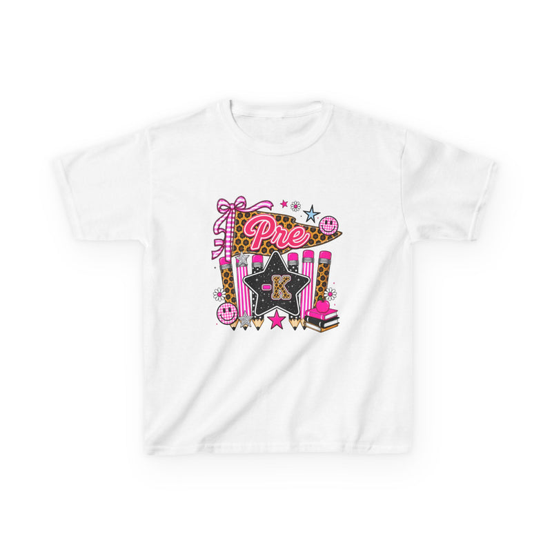 Pre-K Girl Back to School T-Shirt – Pink Leopard Print First Day of Pre-K Tee