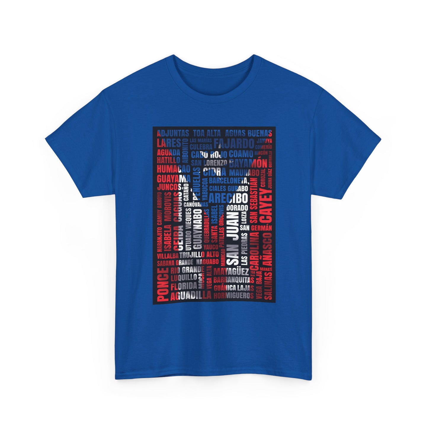 Puerto Rico Flag Word Cloud T-Shirt — Puerto Rican Pride Tee with Names Design