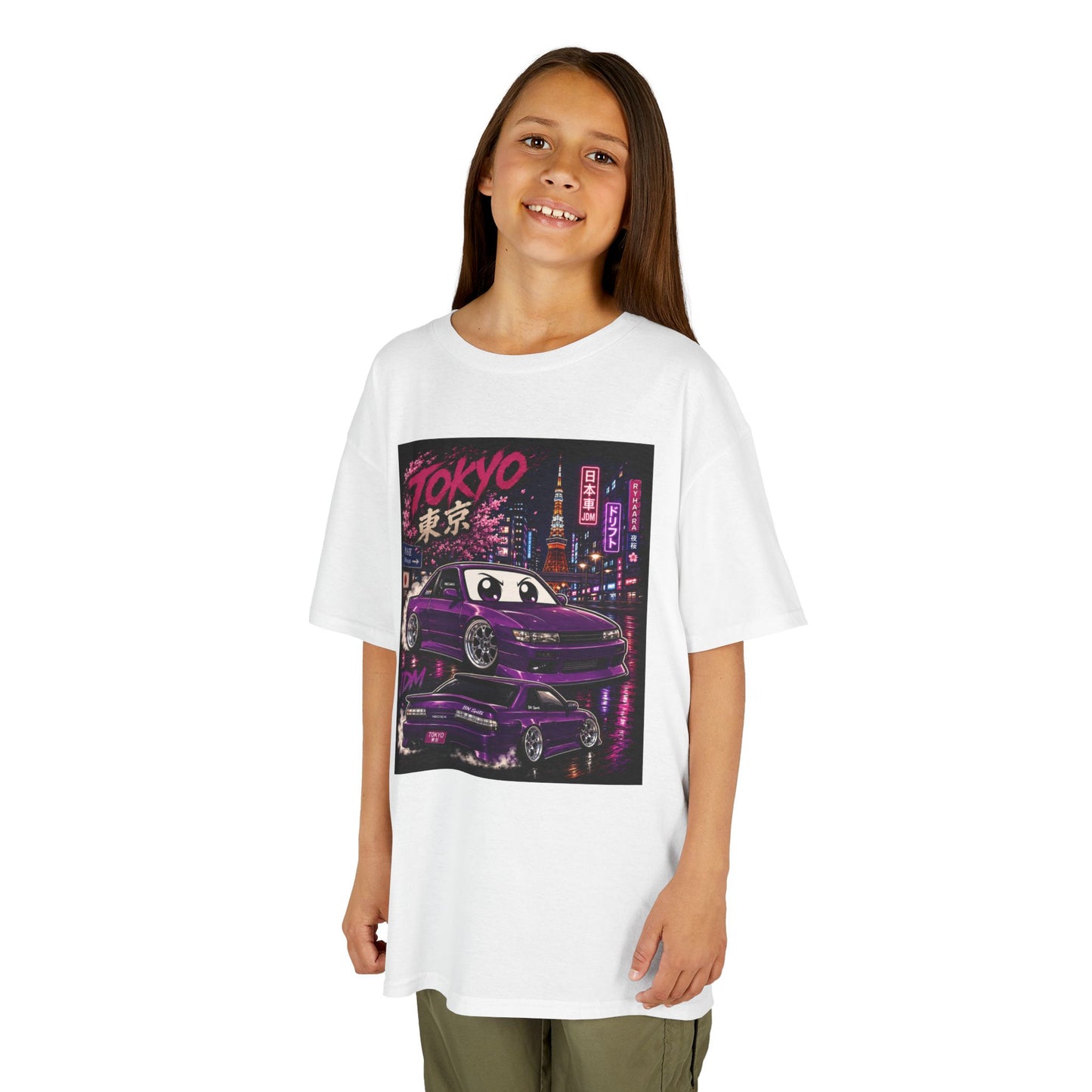 Kids Tokyo Night Drift Tee — Retro Neon City Racing Graphic