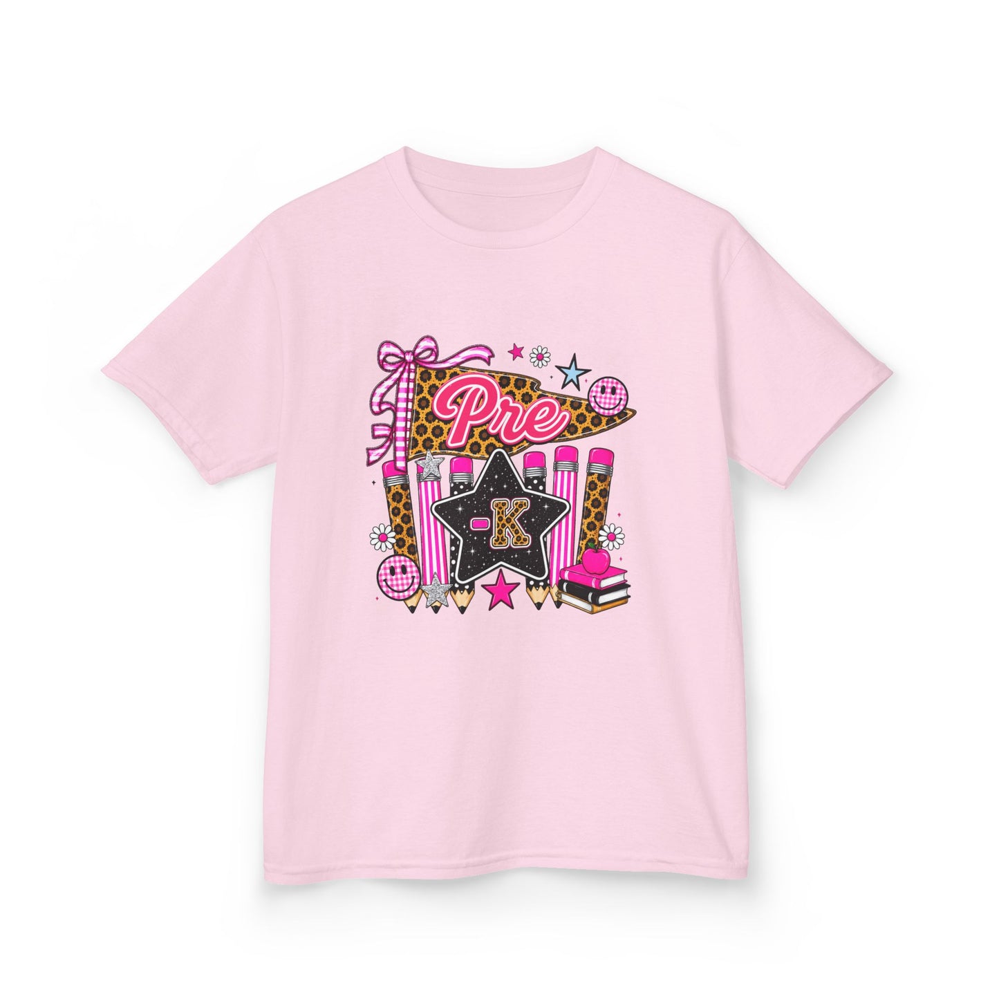 Pre-K Girl Back to School T-Shirt – Pink Leopard Print First Day of Pre-K Tee